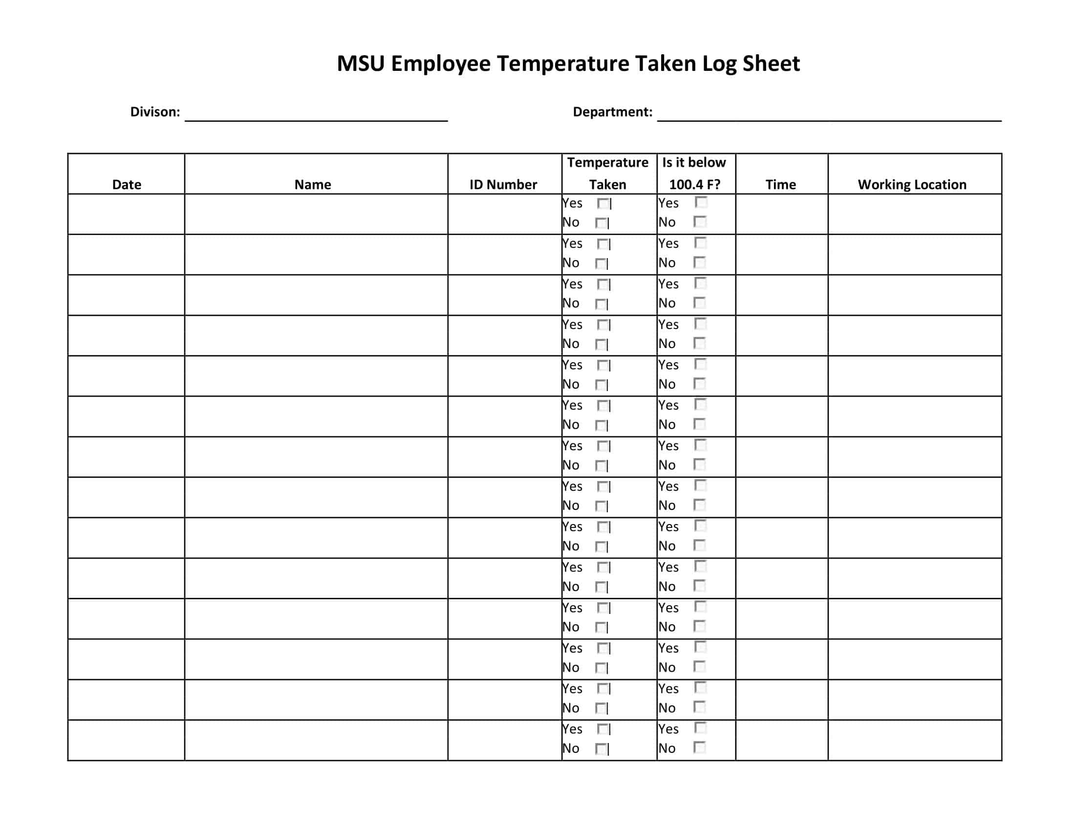 Temperature Log Template Excel Temperature Log Template Excel