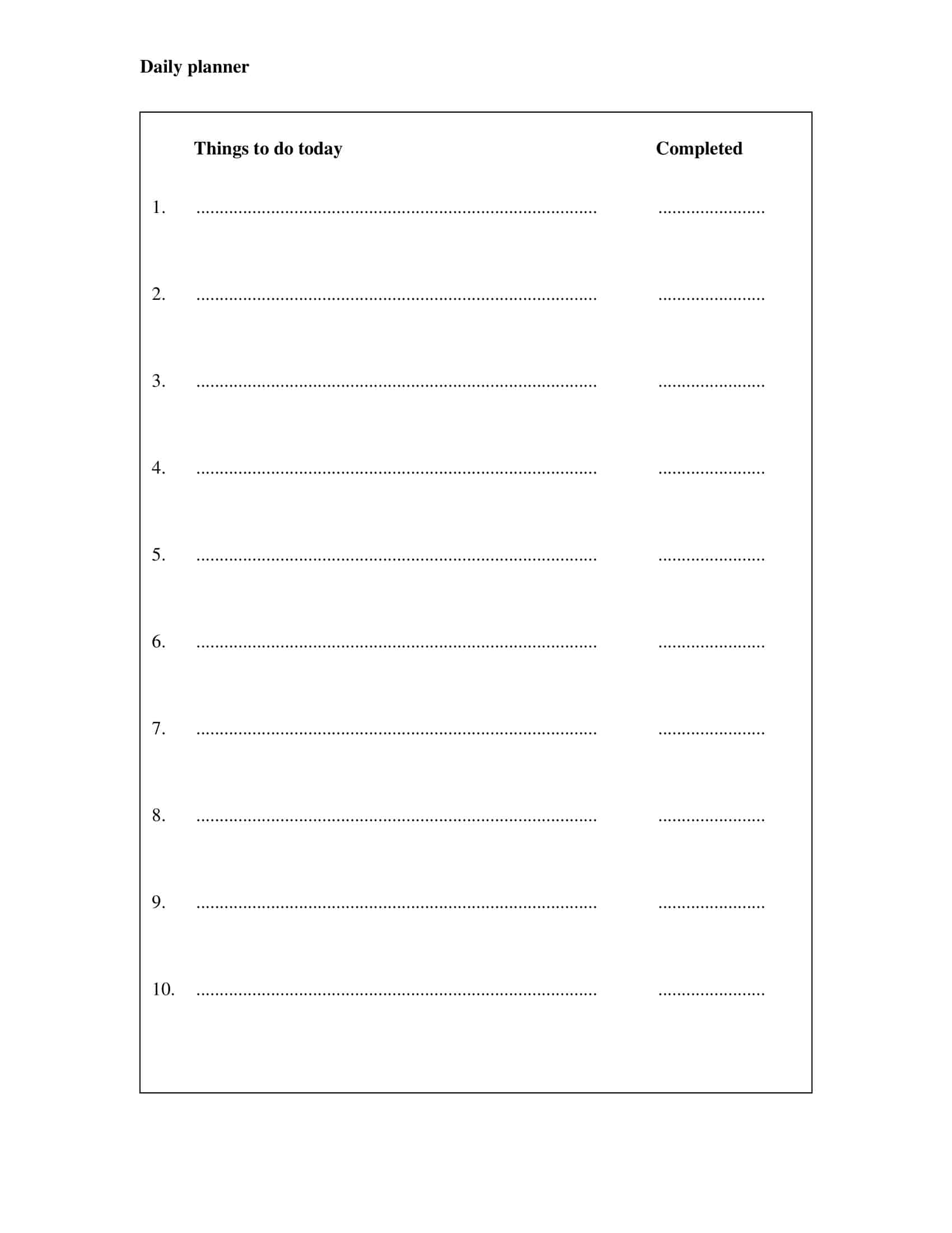Template Free Daily Planner Template Free Daily Planner