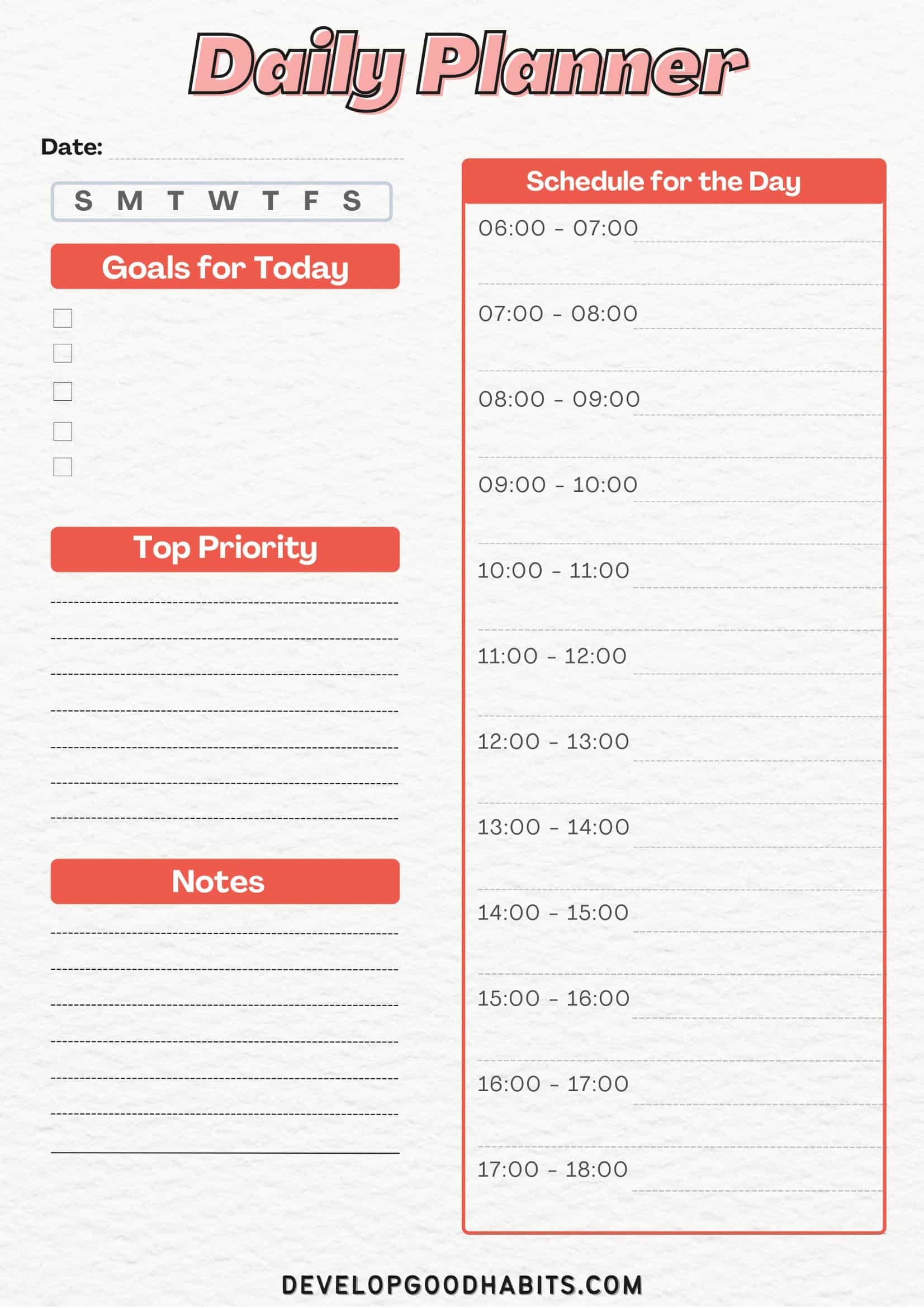 Template Free Printable Daily Planner Template Free Printable Daily Planner