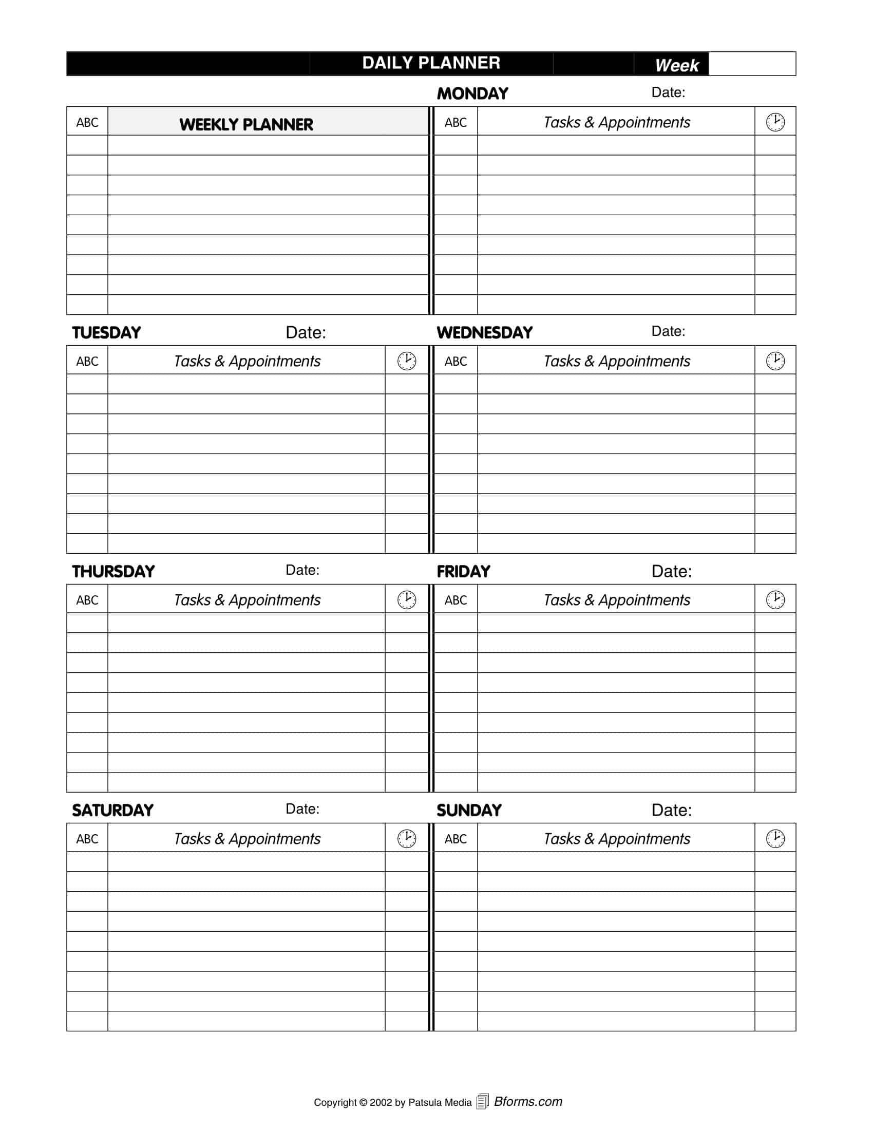 Template Printable Daily Planner Template Printable Daily Planner