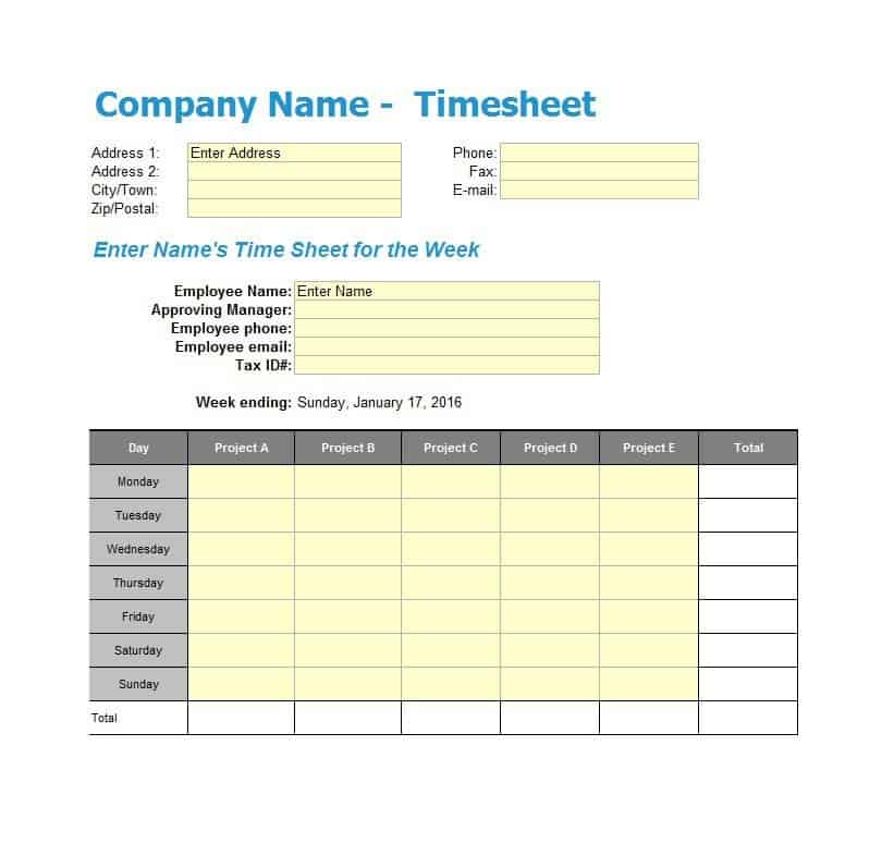 Timesheet Template Timesheet Template