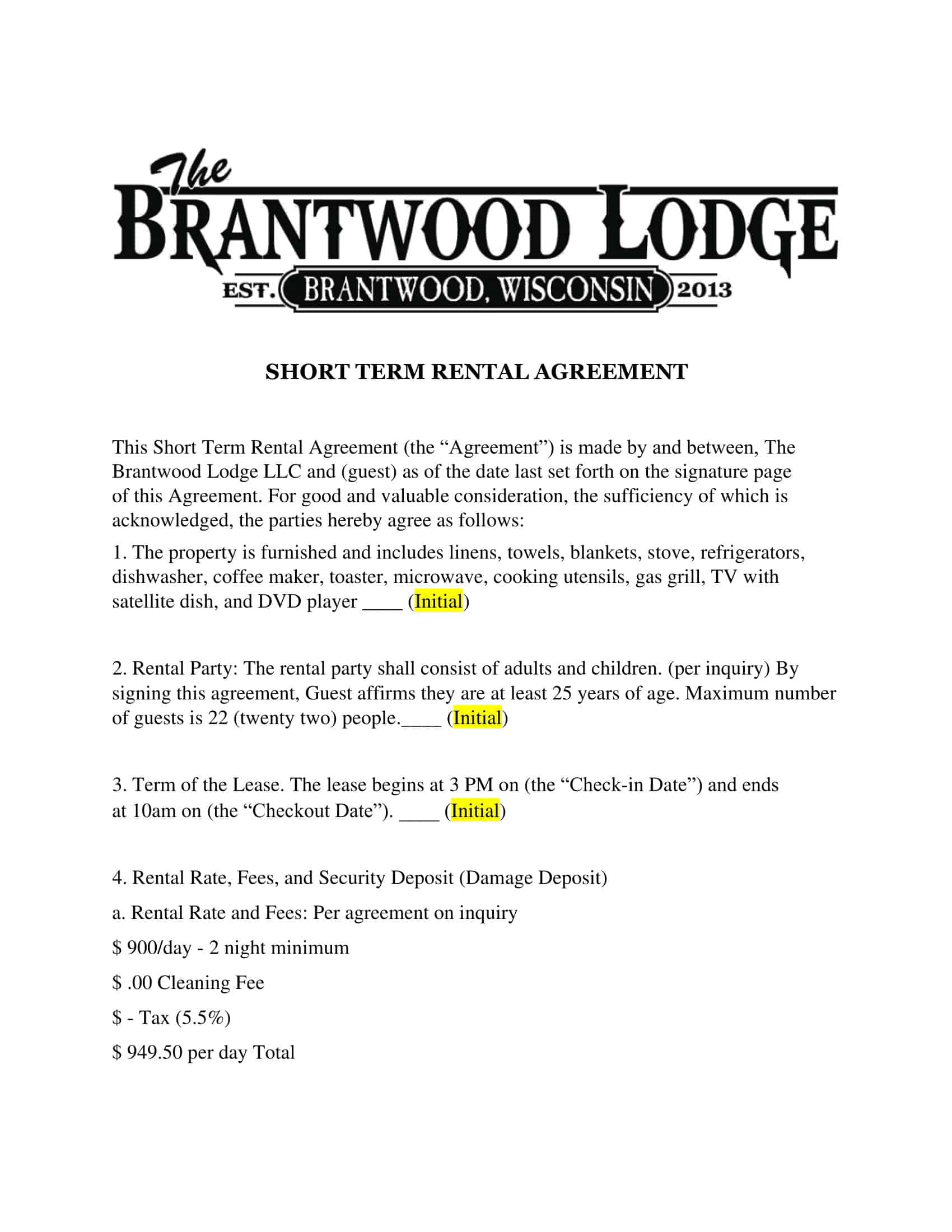 User-Friendly Short Term Rental Agreement User-Friendly Short Term Rental Agreement