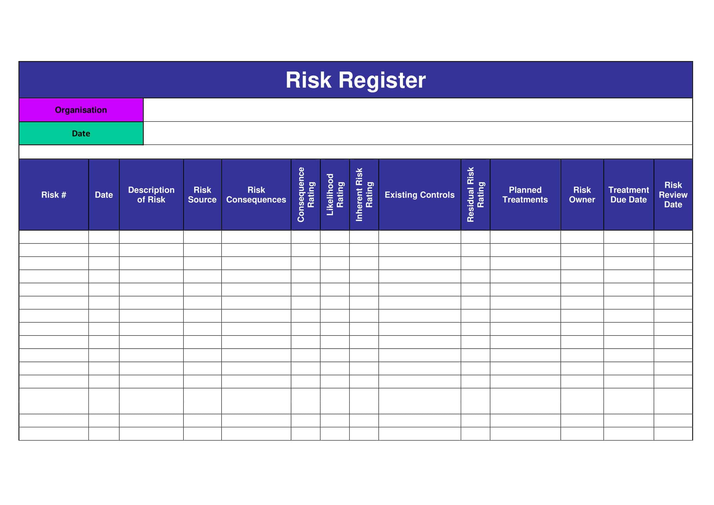 Free Printable Risk Register Templates [Word & Excel, PDF]