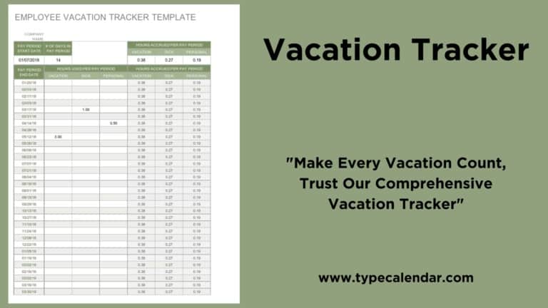 Free Printable Vacation Tracker Templates [Excel] Simple