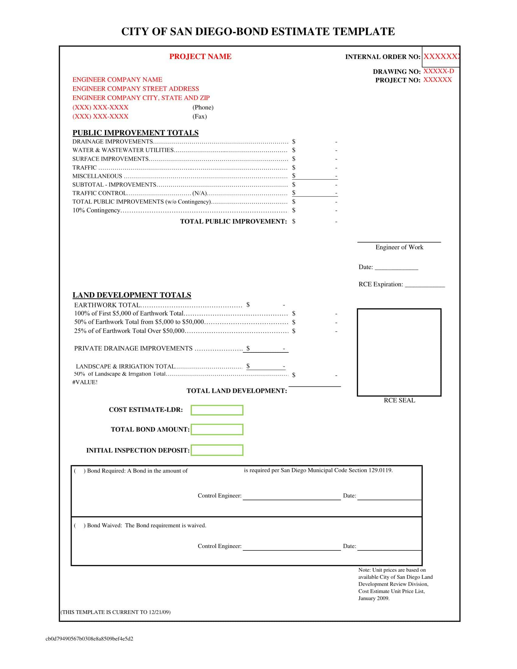 Word Blank Estimate Template Word Blank Estimate Template