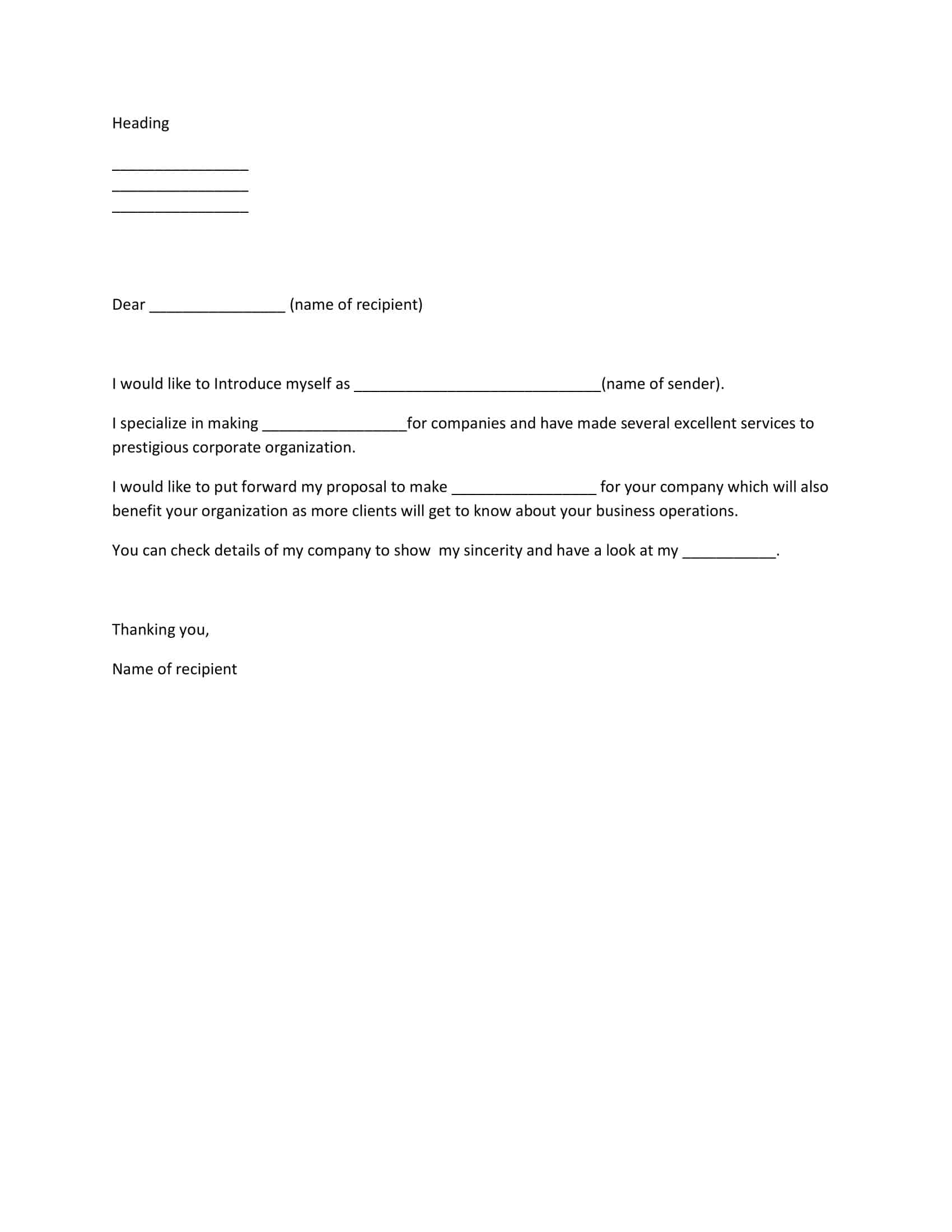 Word Blank Letter of Introduction Word Blank Letter of Introduction