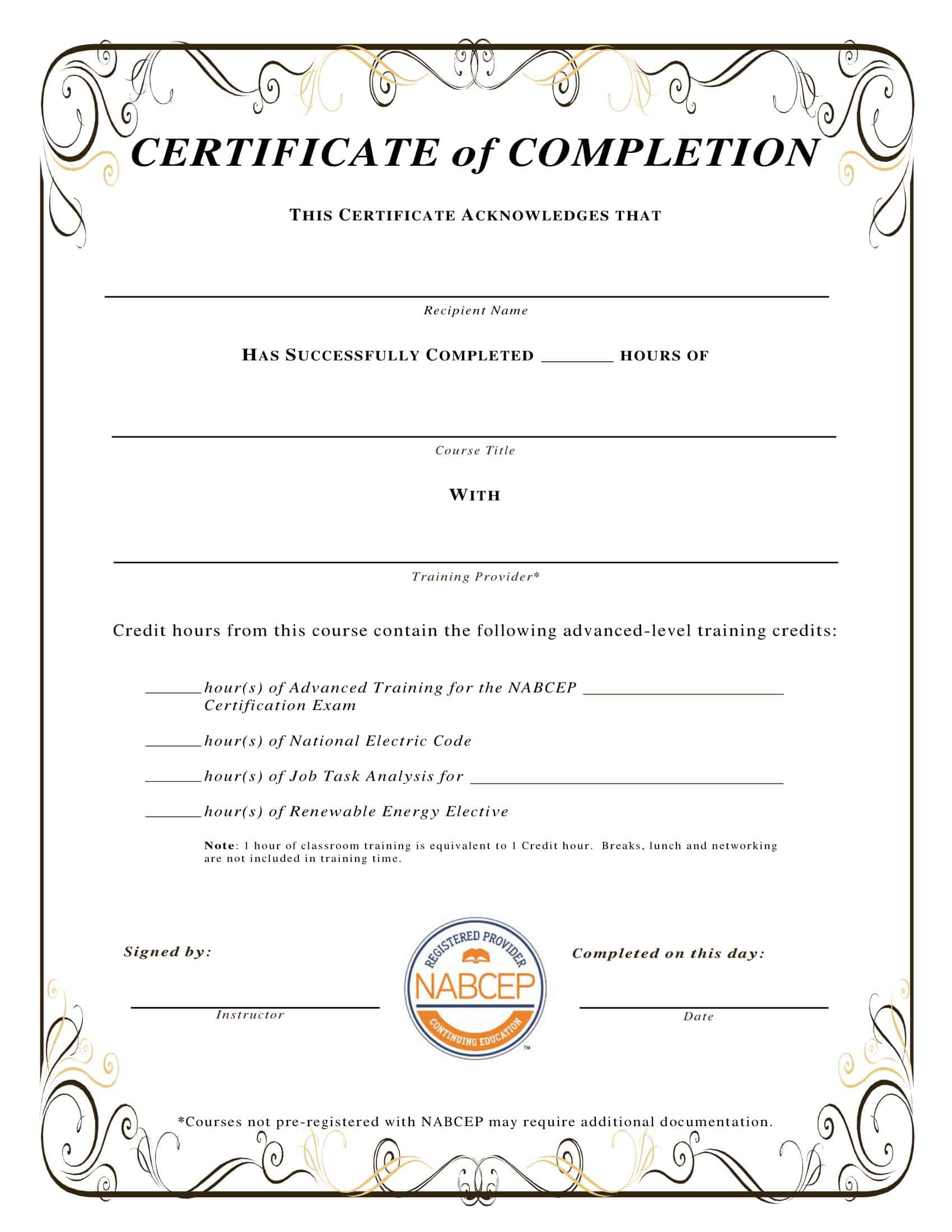 Word Certificate of Completion Template Word Certificate of Completion Template