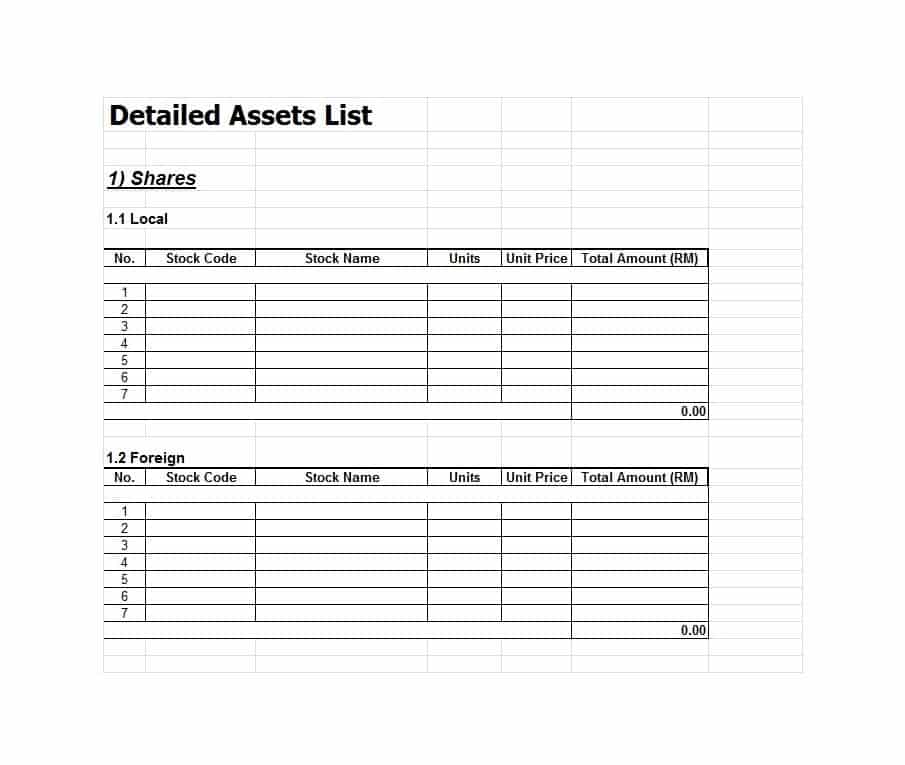 Word Document Asset List Word Document Asset List