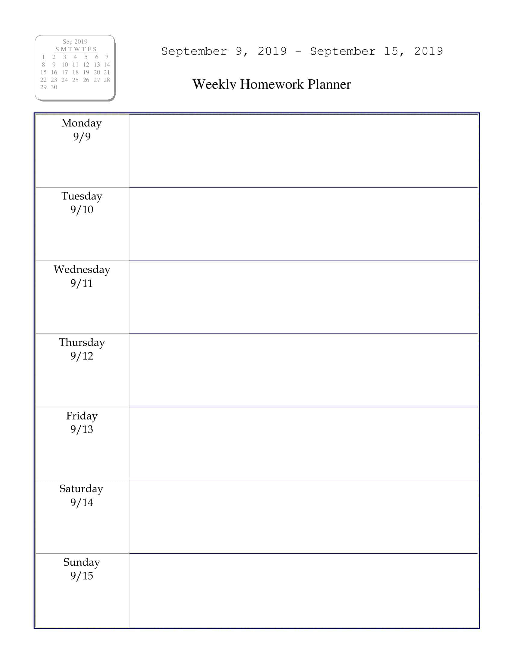 Word Document Homework Planner Free Word Document Homework Planner Free