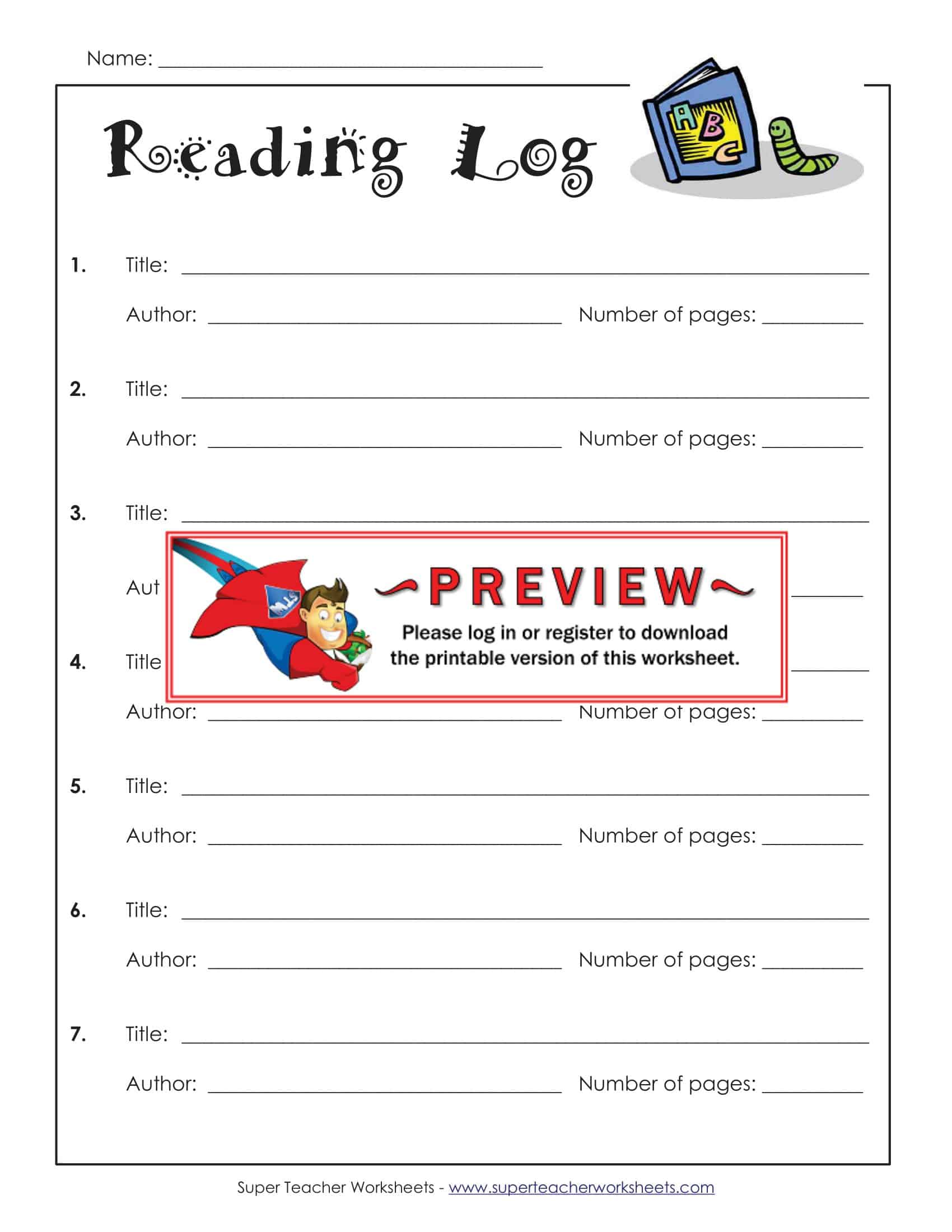 Word Document Reading Log Word Document Reading Log