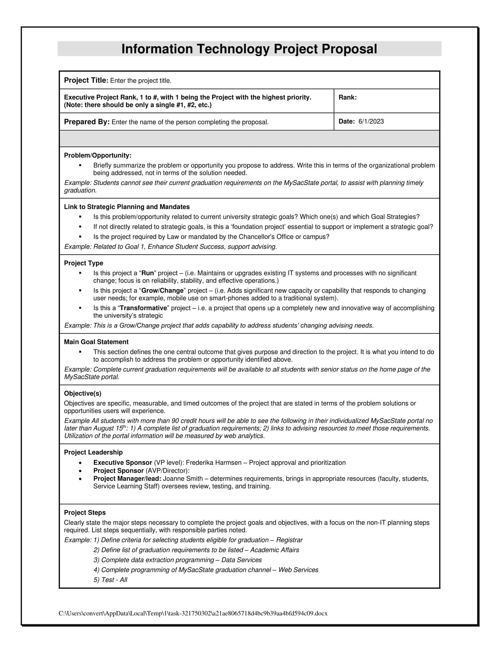 Word Document for Project Proposal Sample Word Document for Project Proposal Sample