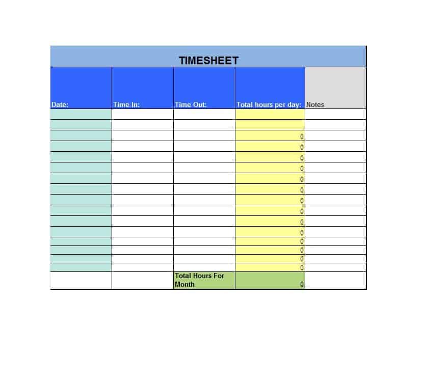 Word Editable Timesheet Template Word Editable Timesheet Template