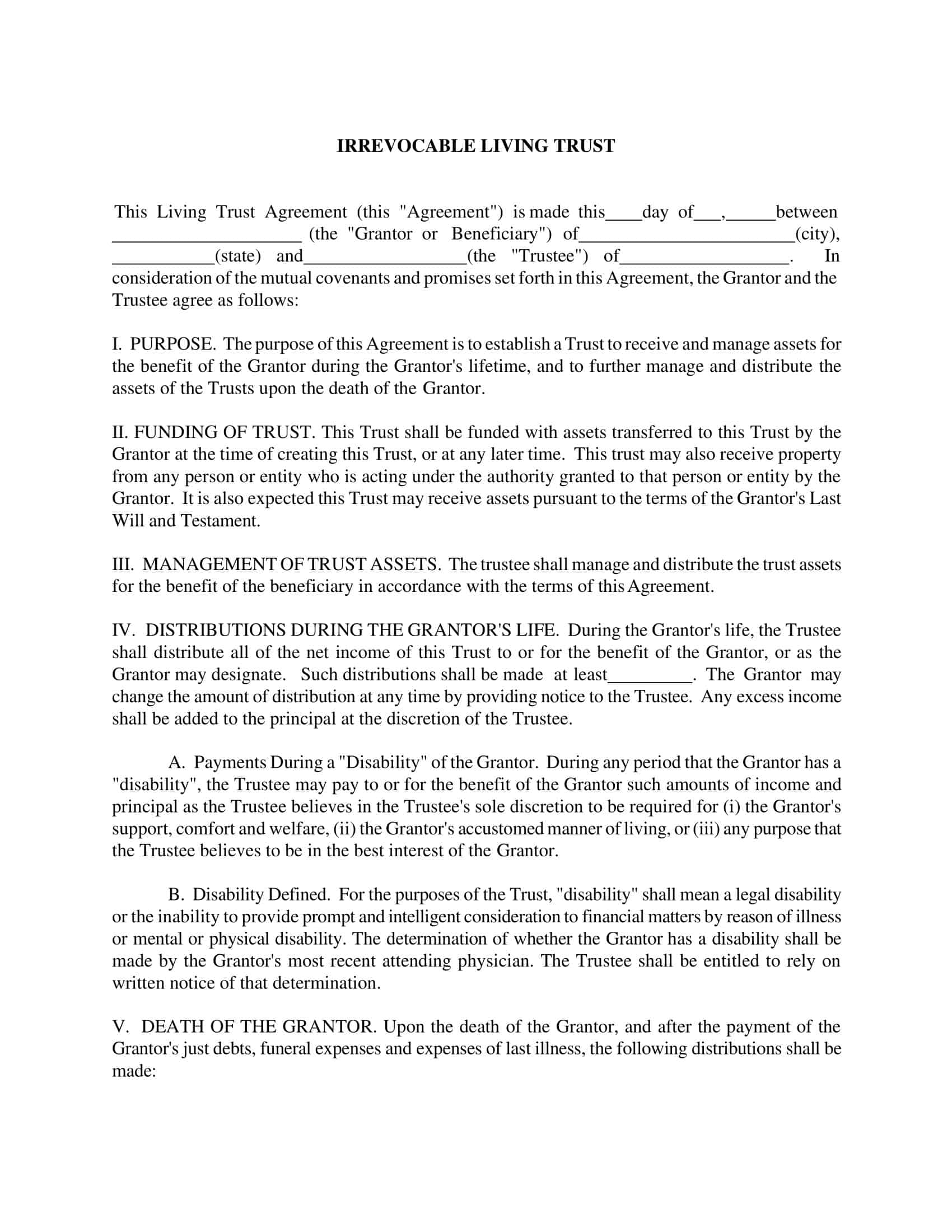 Word Format of Living Trust Template Word Format of Living Trust Template