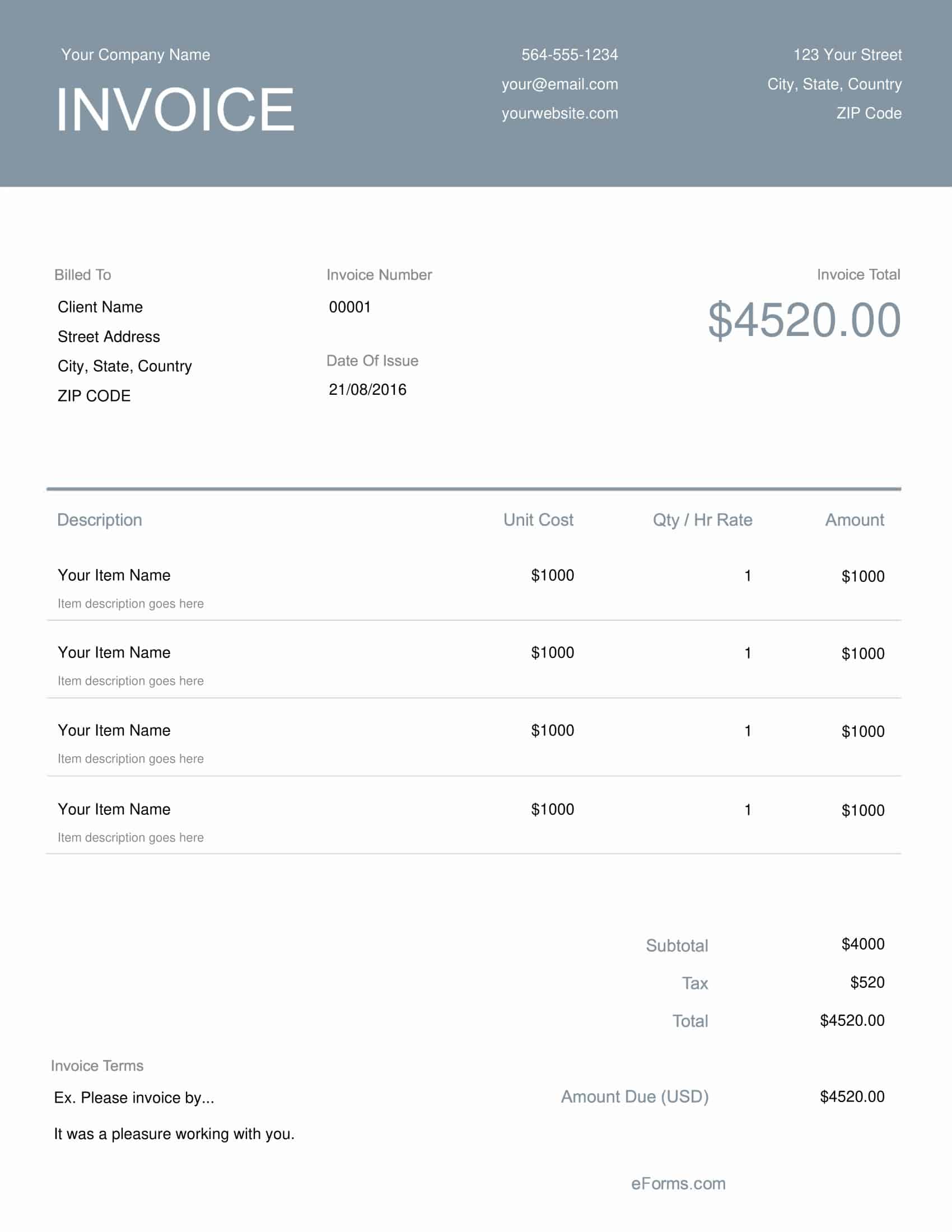 Word Simple Invoice Template Word Simple Invoice Template