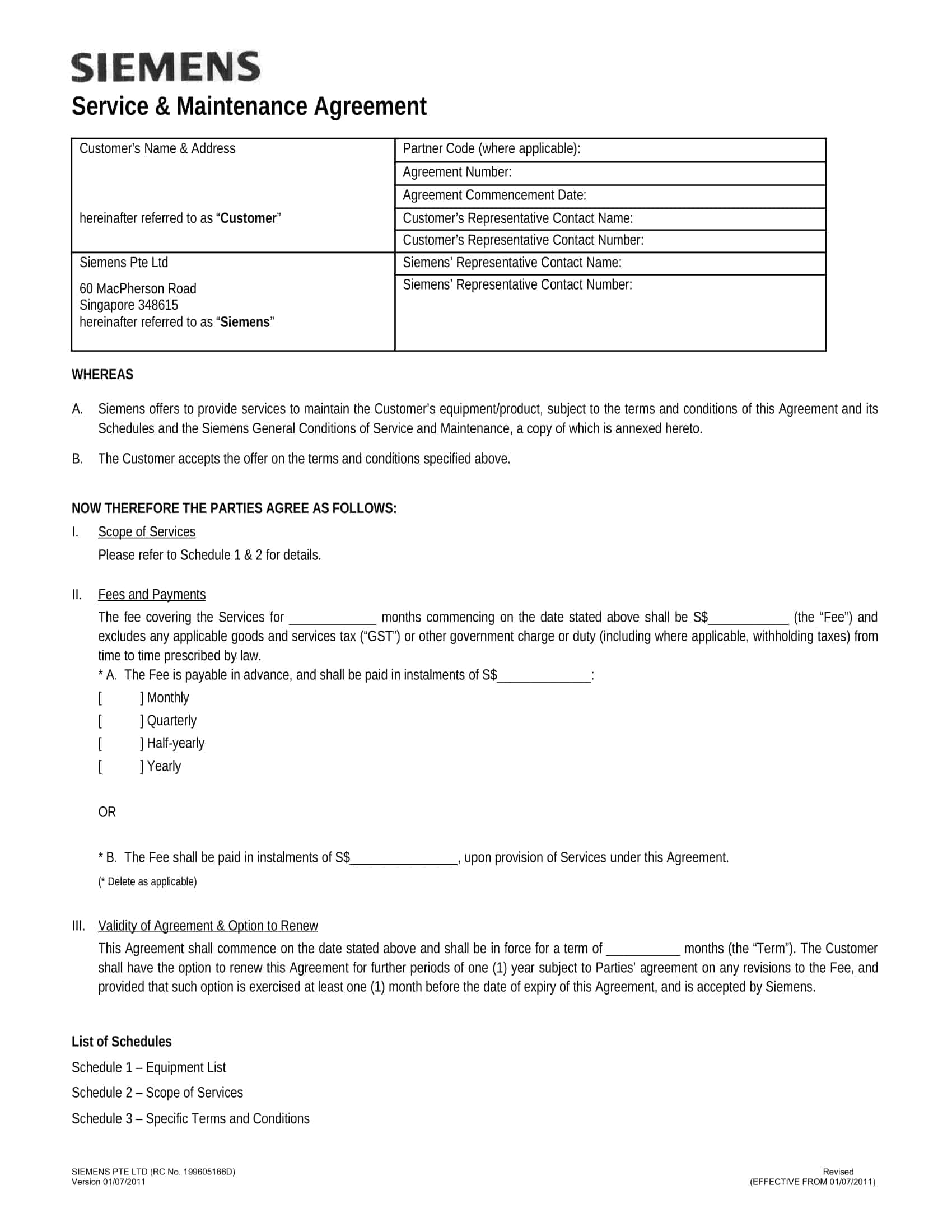 Word Template for Service Agreement Word Template for Service Agreement