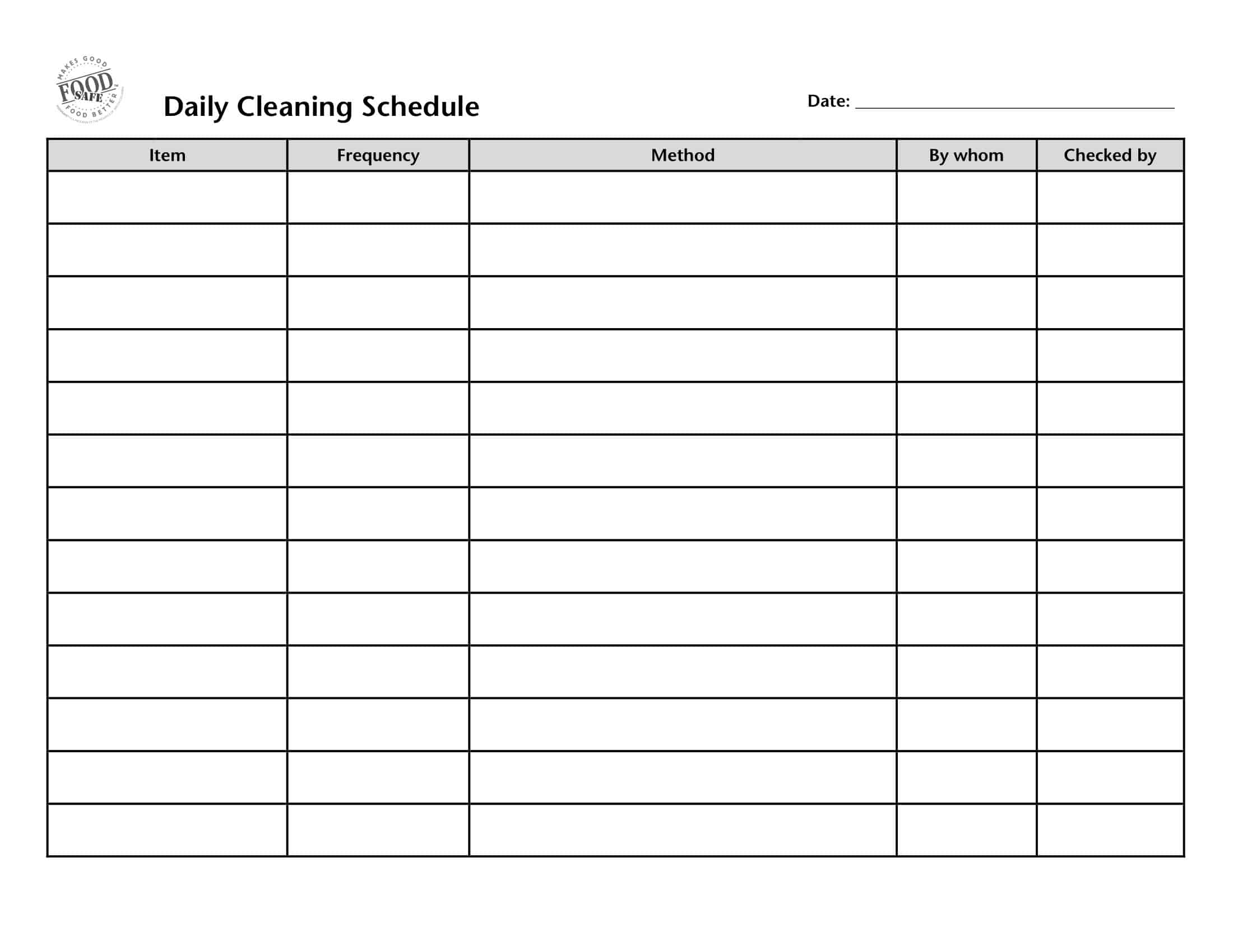daily cleaning schedule daily cleaning schedule