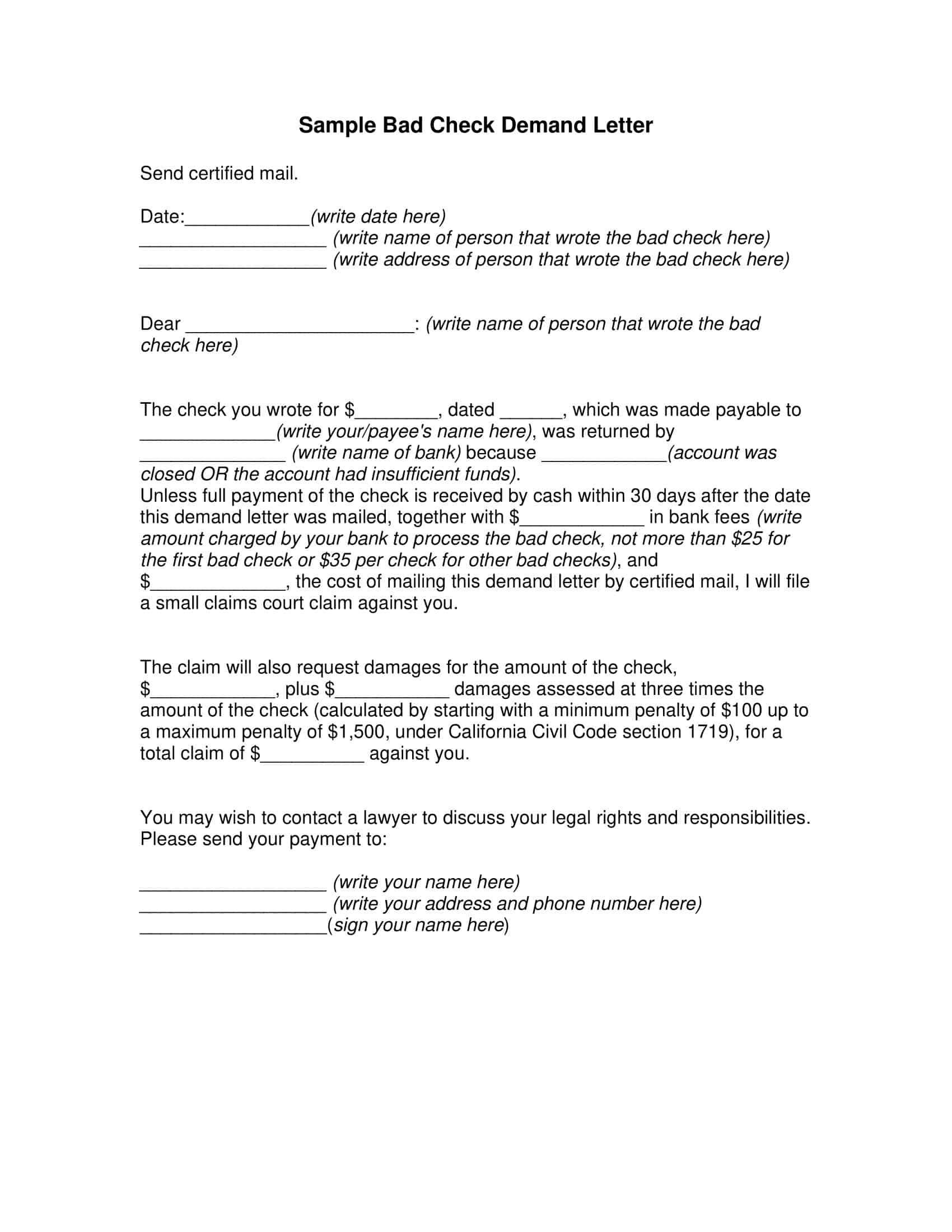 Free Printable Demand Letter Templates Word PDF Money Owed