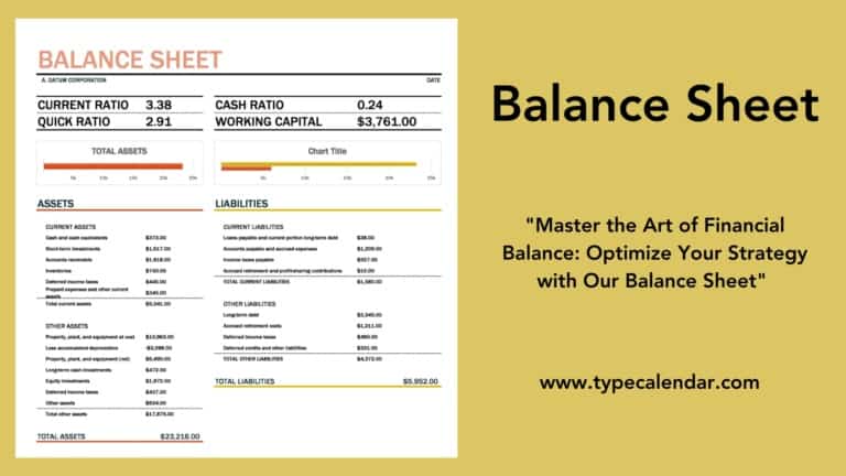 Free Printable Balance Sheet Templates [Excel, Word, PDF]