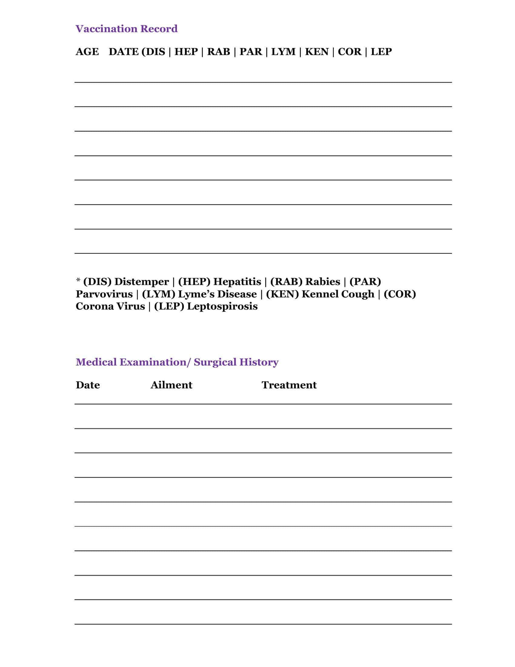 Free Printable Dog Vaccine Record Free Printable Dog Vaccine Record