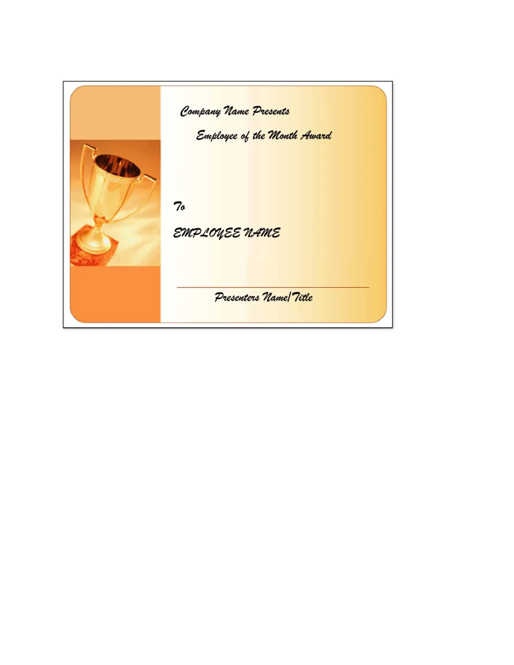 Blank Fillable Employee of the Month Certificate Blank Fillable Employee of the Month Certificate