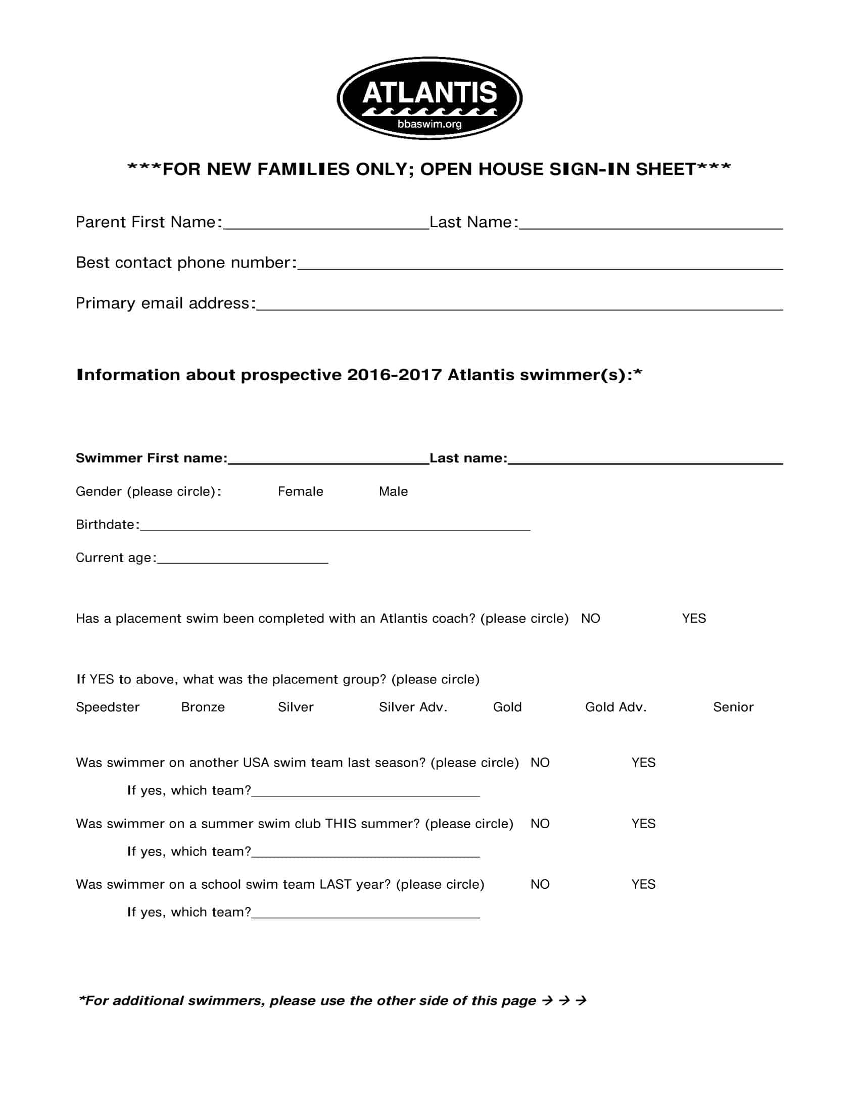 Blank Open House Sign in Sheet Template Blank Open House Sign in Sheet Template