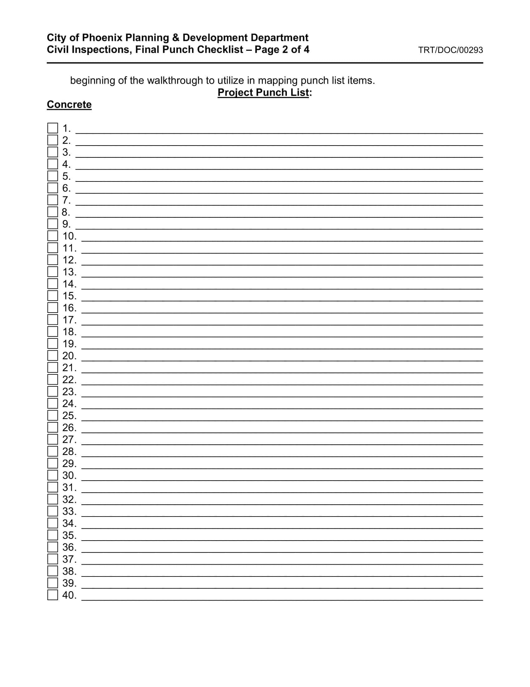 Free Printable Punch List Templates [PDF, Word, Excel]