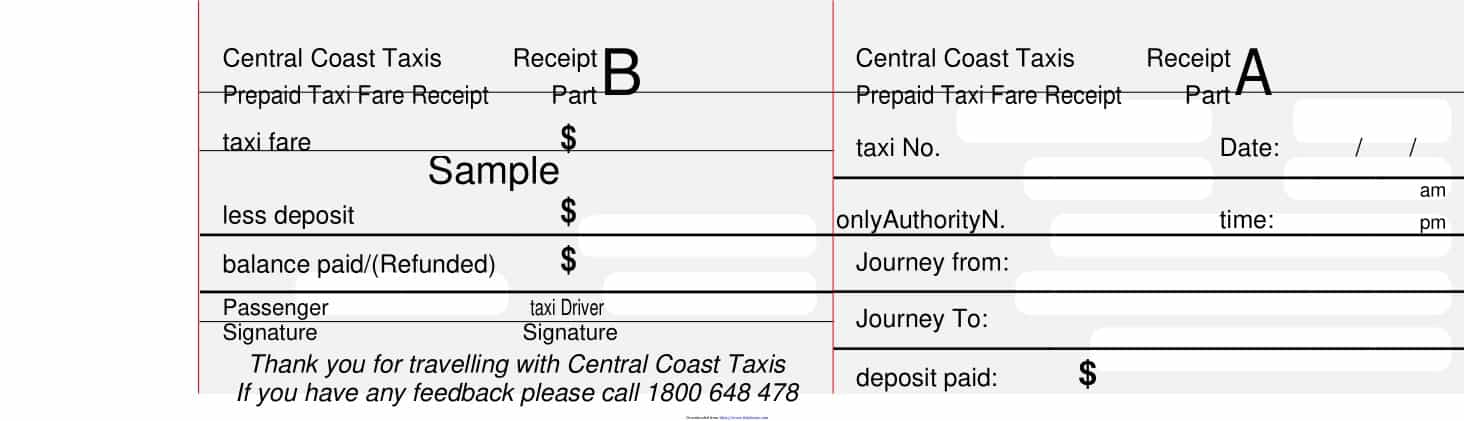 Blank Taxi Receipt PDF Blank Taxi Receipt PDF