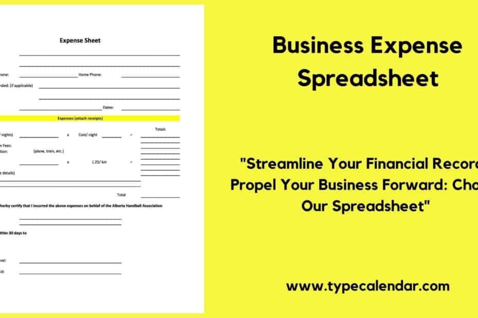 Business Expense Spreadsheet
