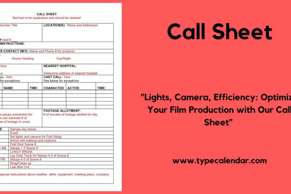 Call Sheet