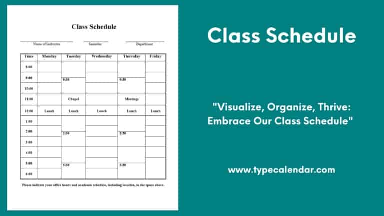 Free Printable Class Schedule Templates [Excel, Word, PDF] College & University