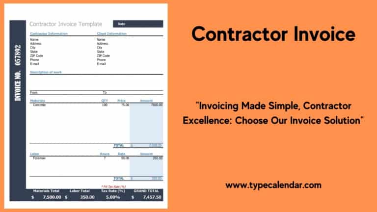 Free Printable Contractor Invoice Templates [PDF, Word, Excel] + Download