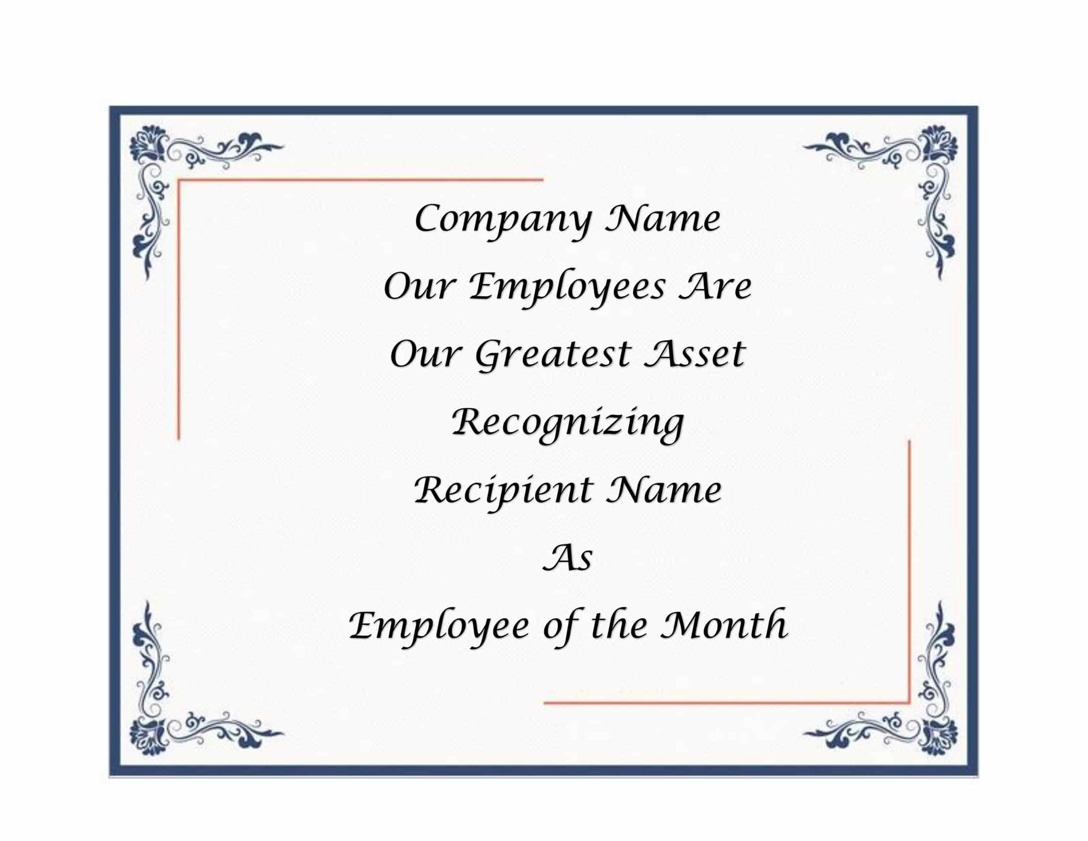Customizable Employee of the Month Certificate Editable Customizable Employee of the Month Certificate Editable