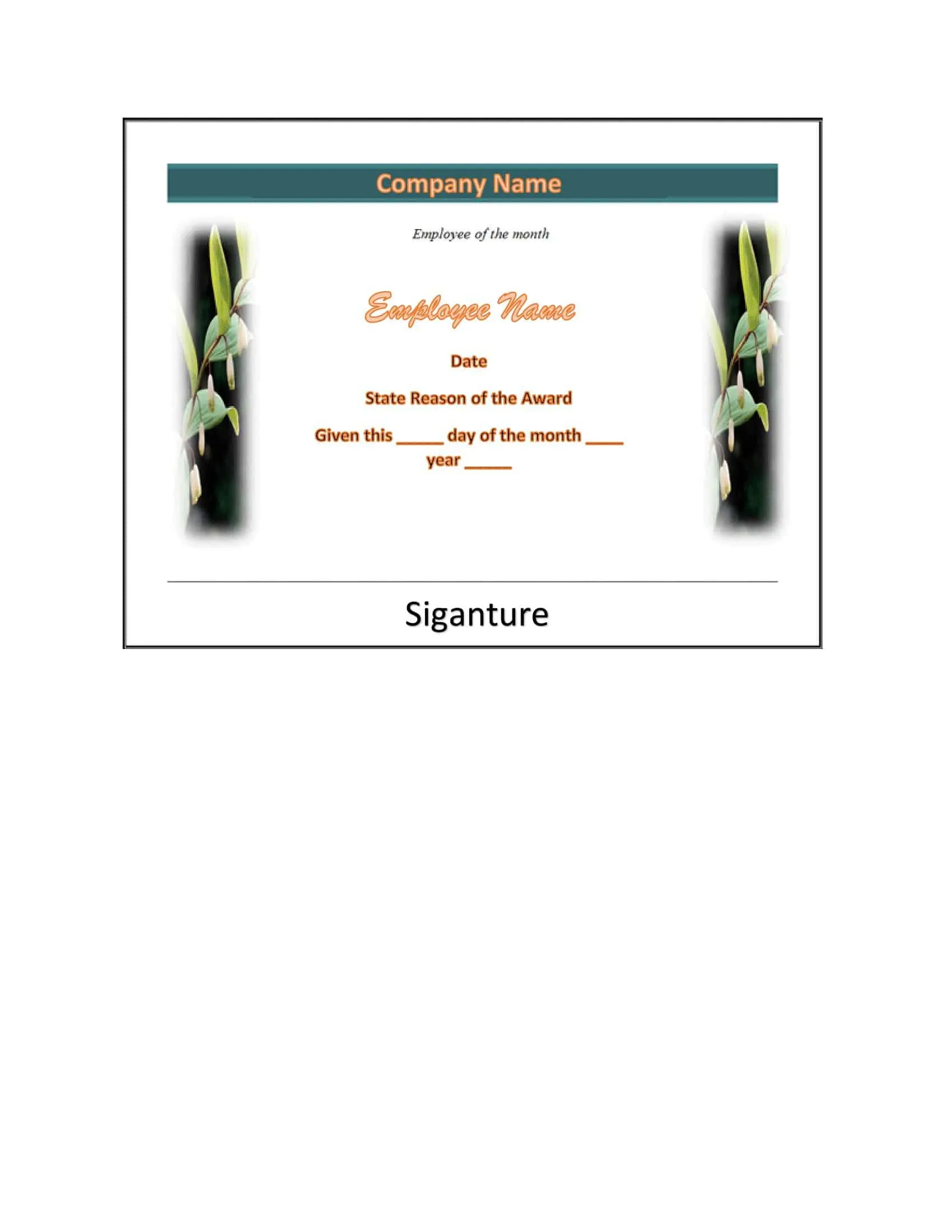 Customizable Employee of the Month Certificate Template Customizable Employee of the Month Certificate Template