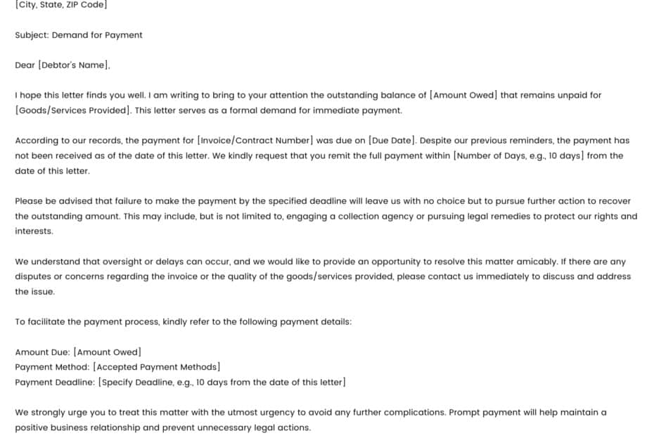 Demand Letter for a Payment