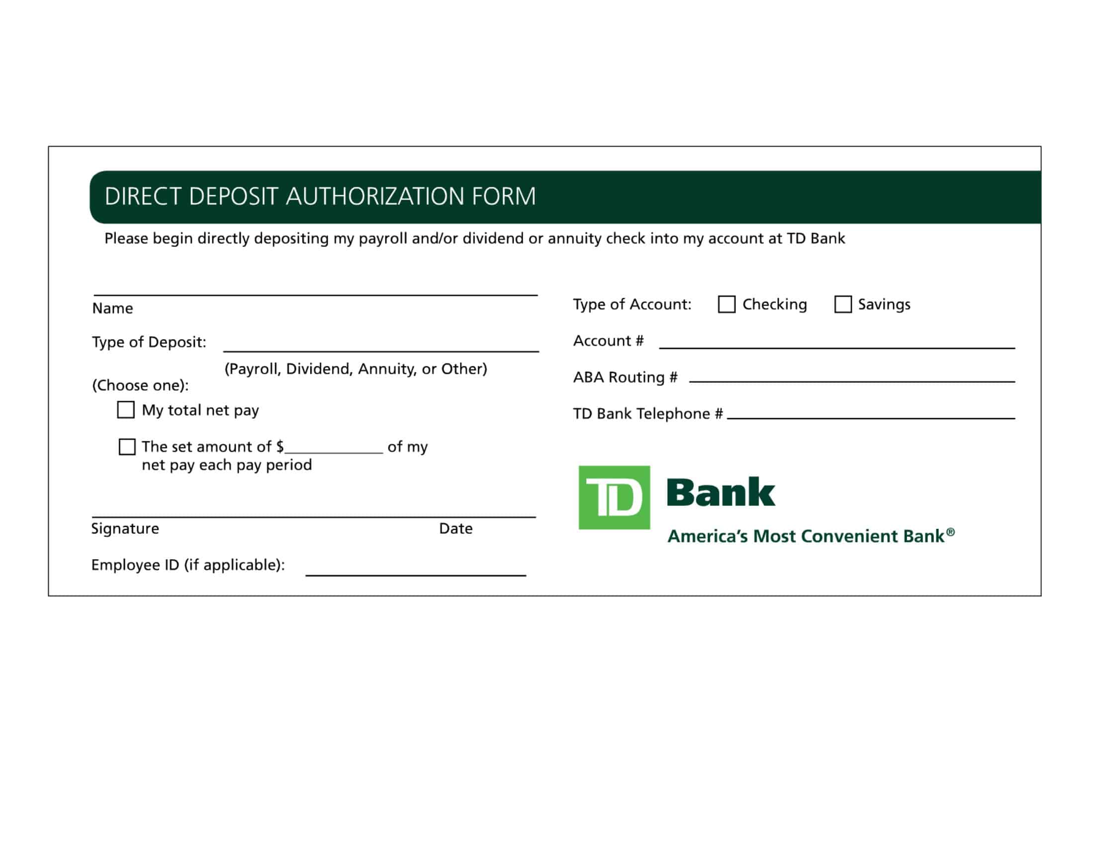 Free Printable Direct Deposit Authorization Form Templates [PDF]