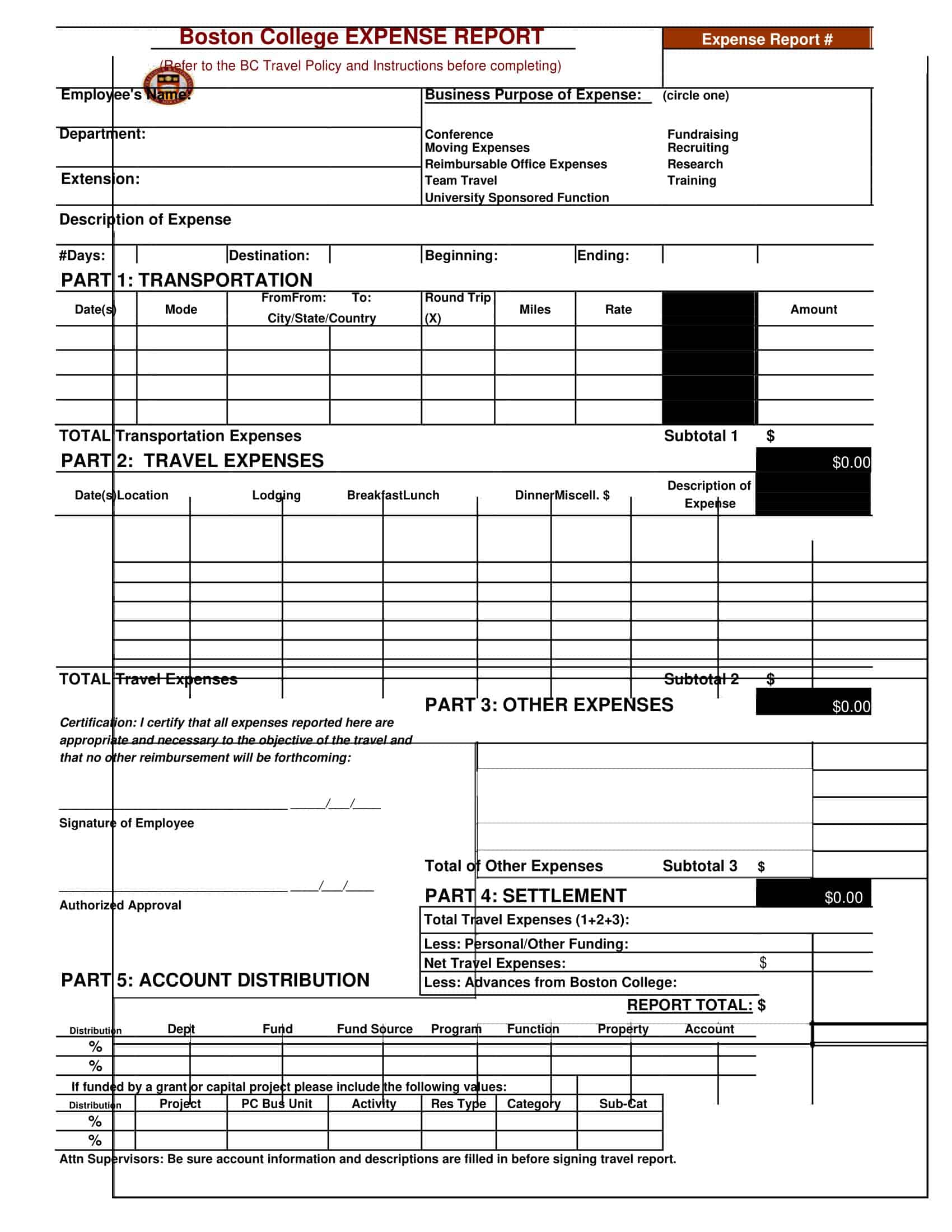 Editable Fillable Travel Expense Report Editable Fillable Travel Expense Report