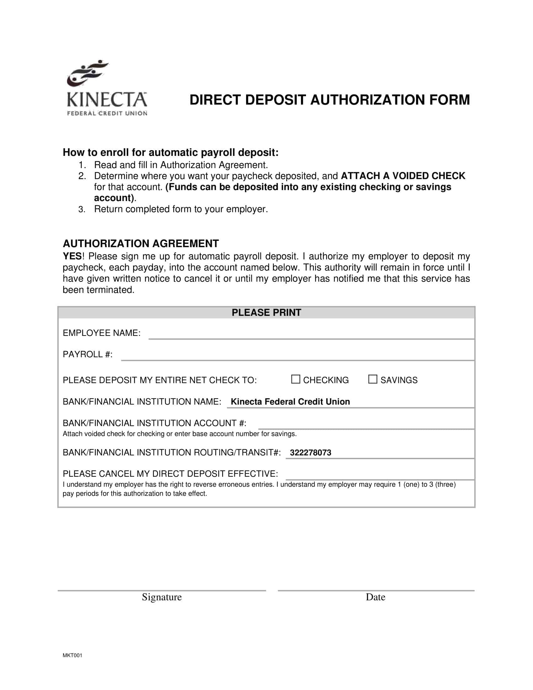 Free Printable Direct Deposit Authorization Form Templates [PDF]
