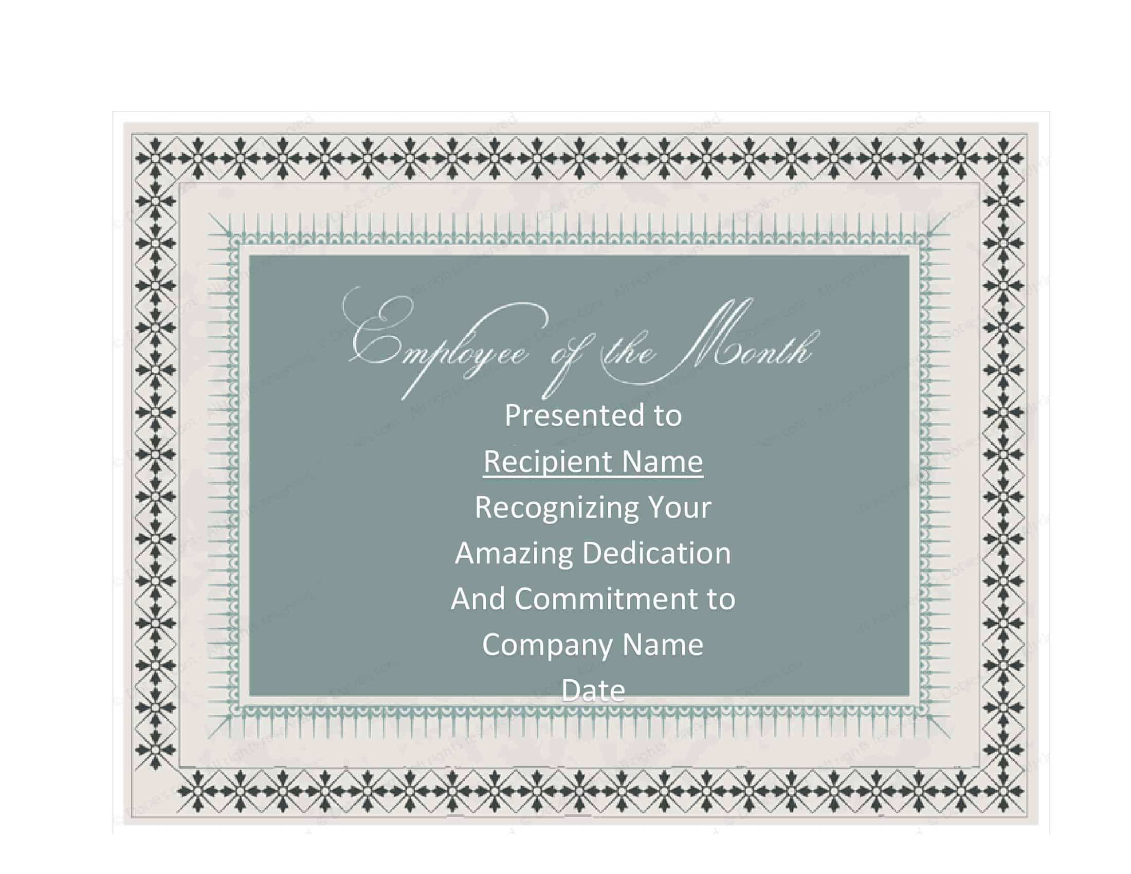 Employee of the Month Certificate Blank Fillable Employee of the Month Certificate Blank Fillable