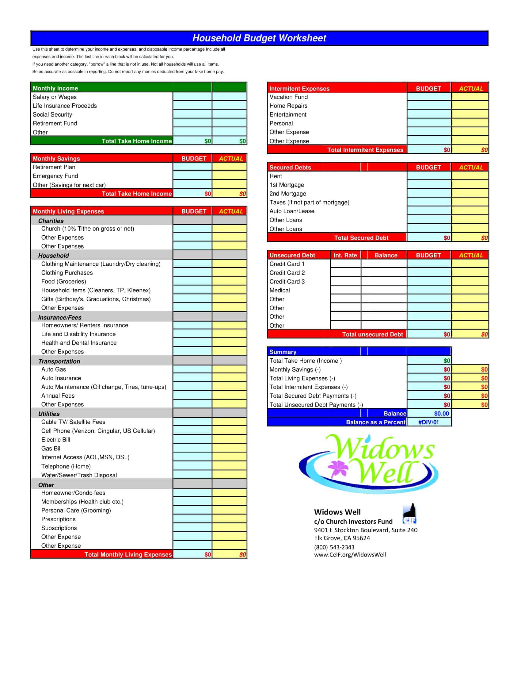 Household Budget Template Excel Household Budget Template Excel