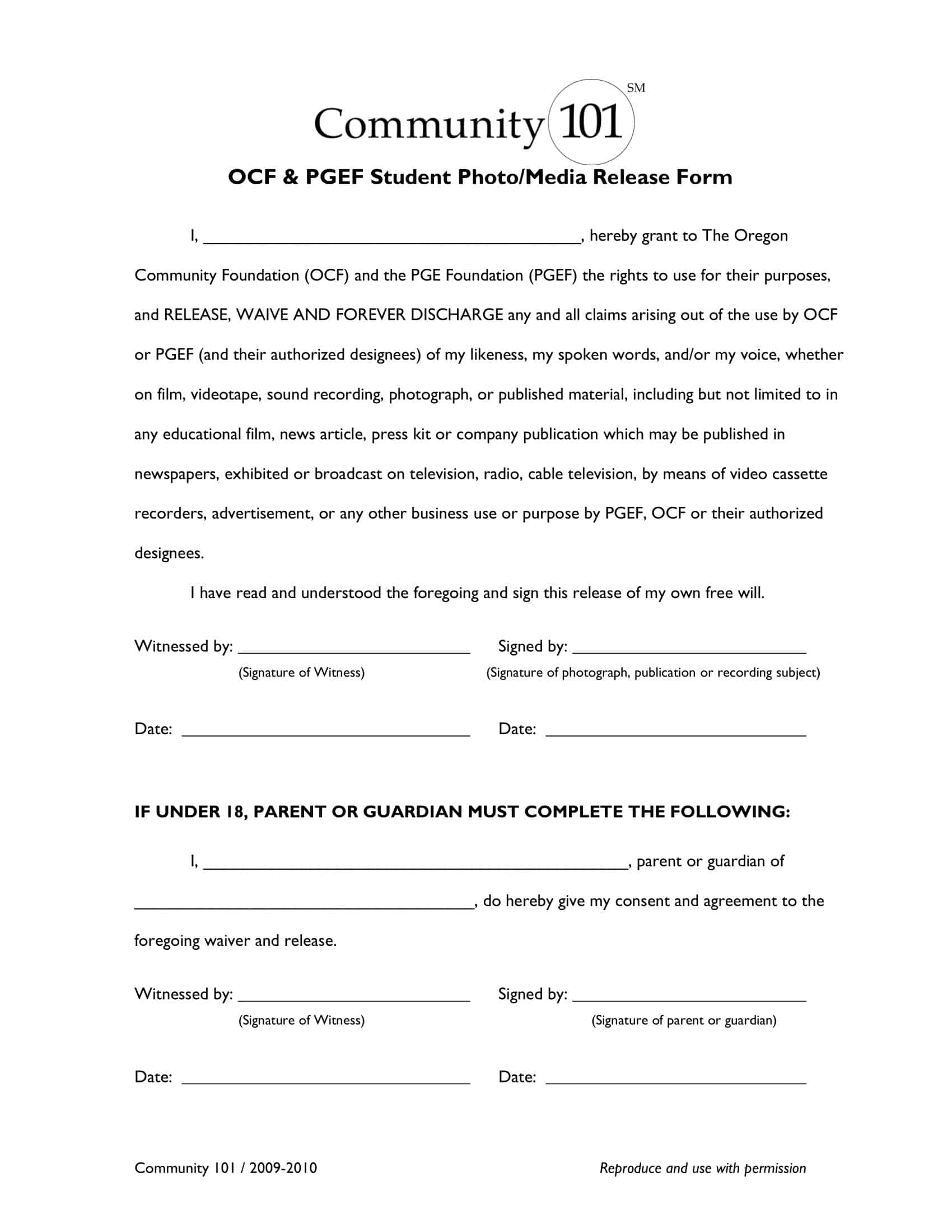 Fillable Blank Media Release Form Fillable Blank Media Release Form