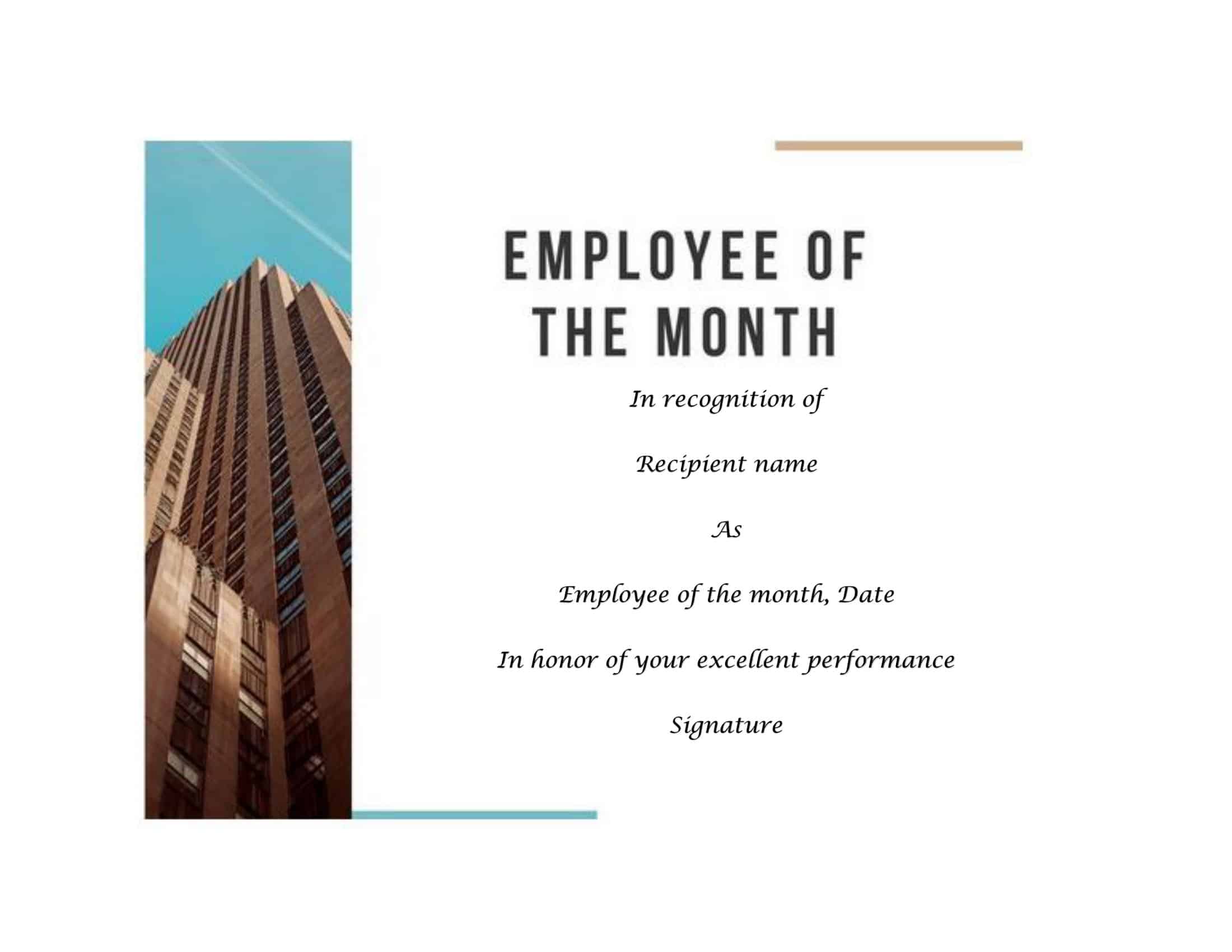 Fillable Customizable Employee of the Month Certificate Fillable Customizable Employee of the Month Certificate