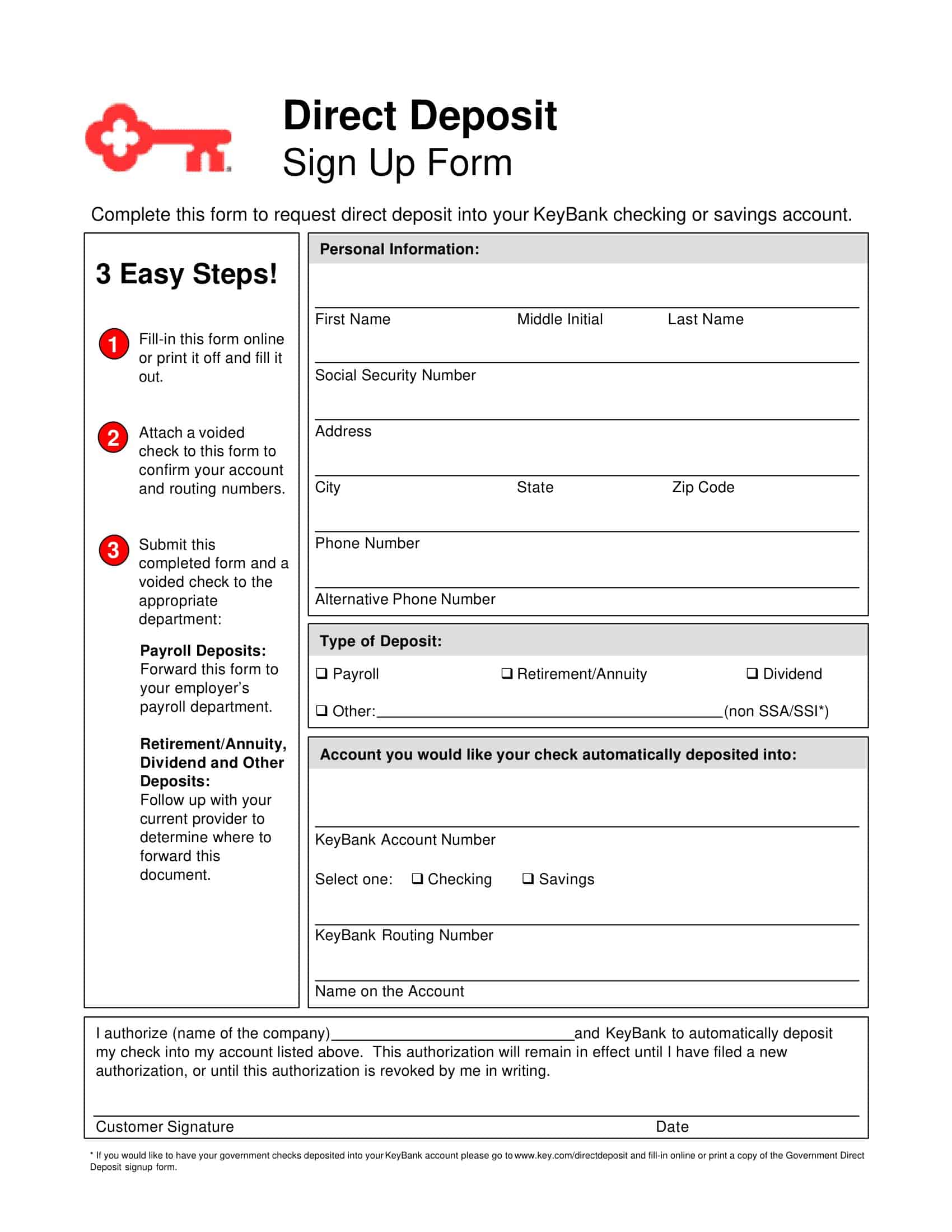 Fillable Direct Deposit Authorization Form Sample Fillable Direct Deposit Authorization Form Sample