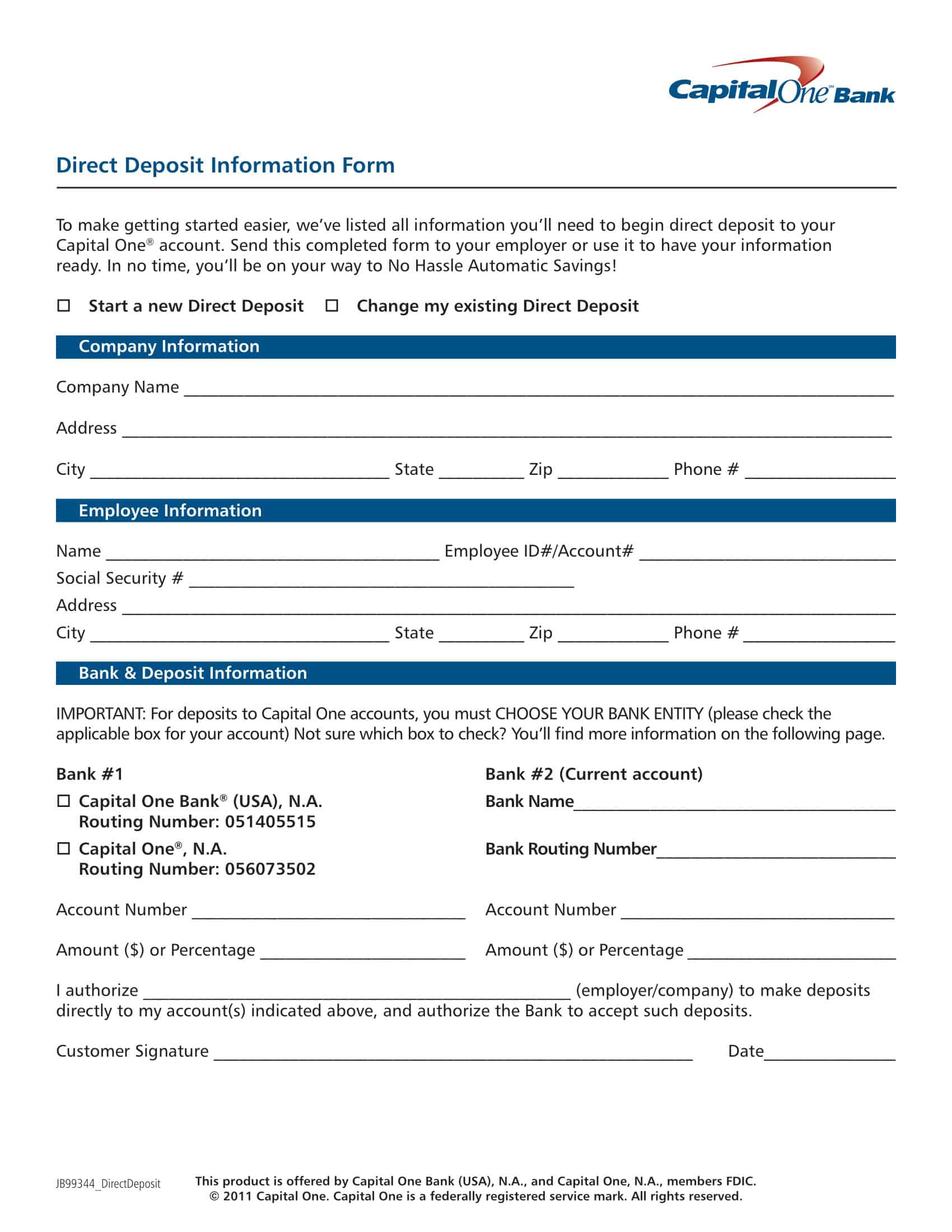 Free Direct Deposit Authorization Form Free Direct Deposit Authorization Form