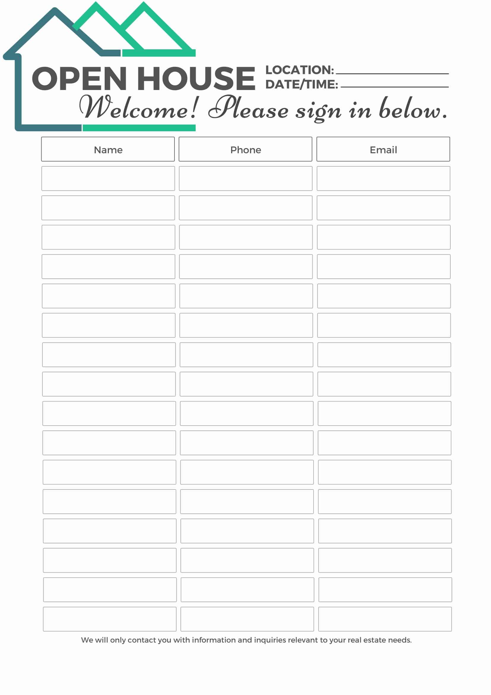 Free Printable Sign In Sheet For Open House Printable Art And Words Free Printable Sign In Sheet For Open House Printable Art And Words