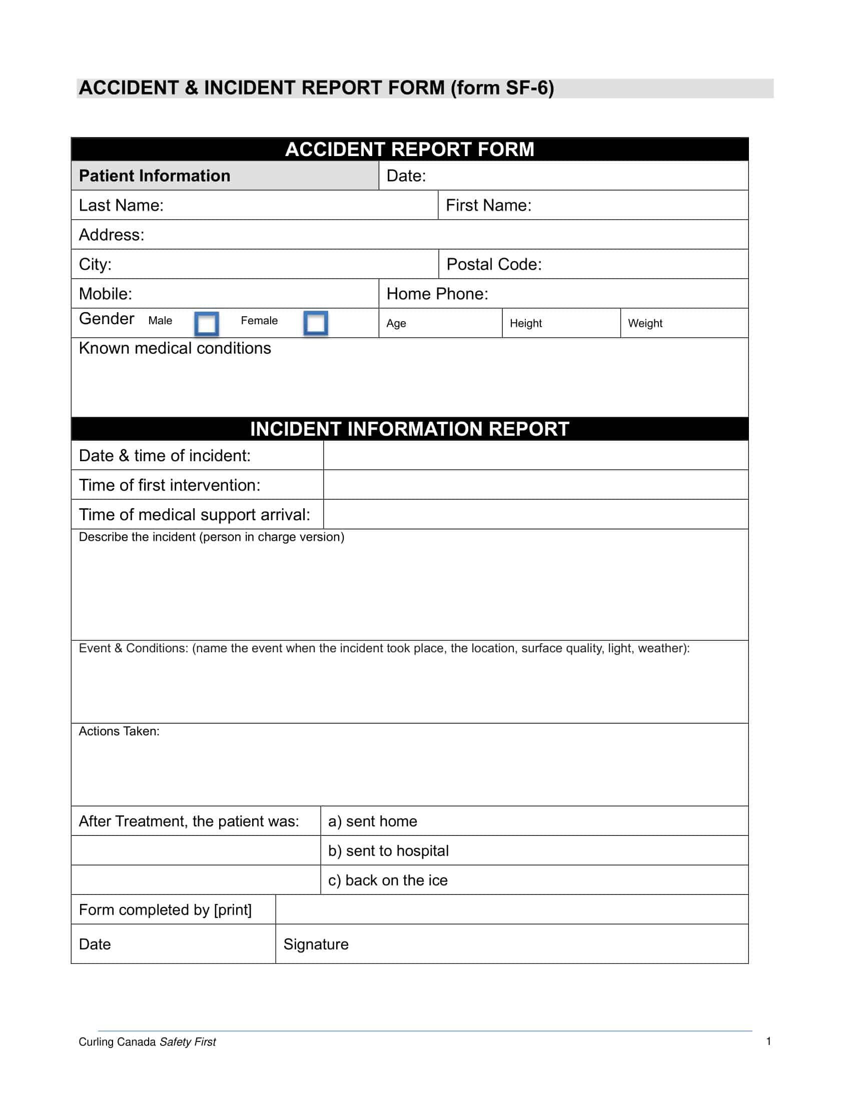 Free Printable Accident Report Form Templates [PDF, Word, Excel]