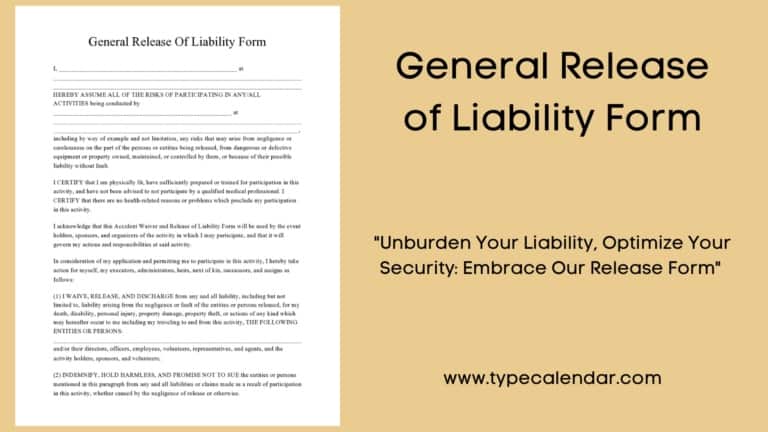 Free Printable General Release of Liability Form Templates [PDF, Word]
