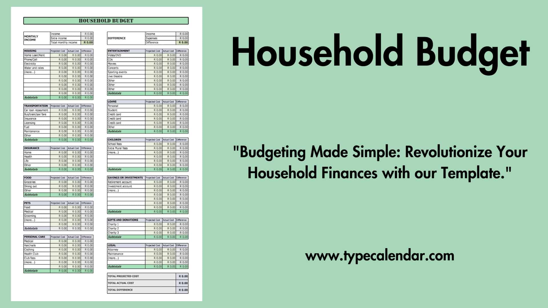 Free Printable Household Budget Templates PDF Word Excel Free Printable Household Budget Templates PDF Word Excel