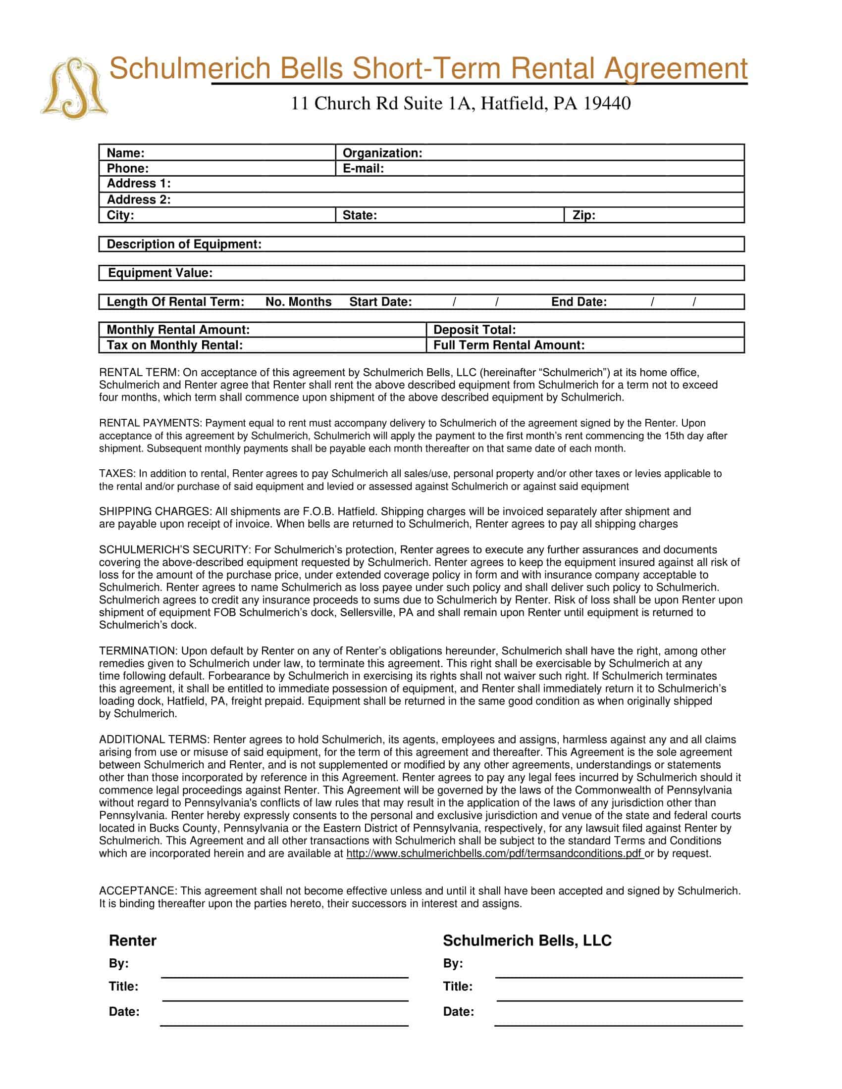 One Page Rental Agreement Basic Template One Page Rental Agreement Basic Template