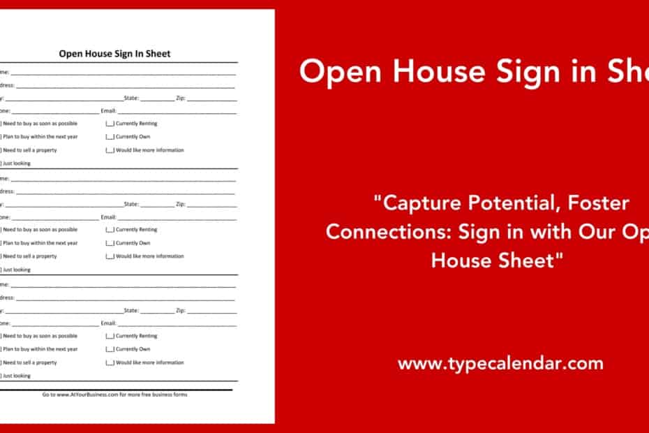 Open House Sign in Sheet