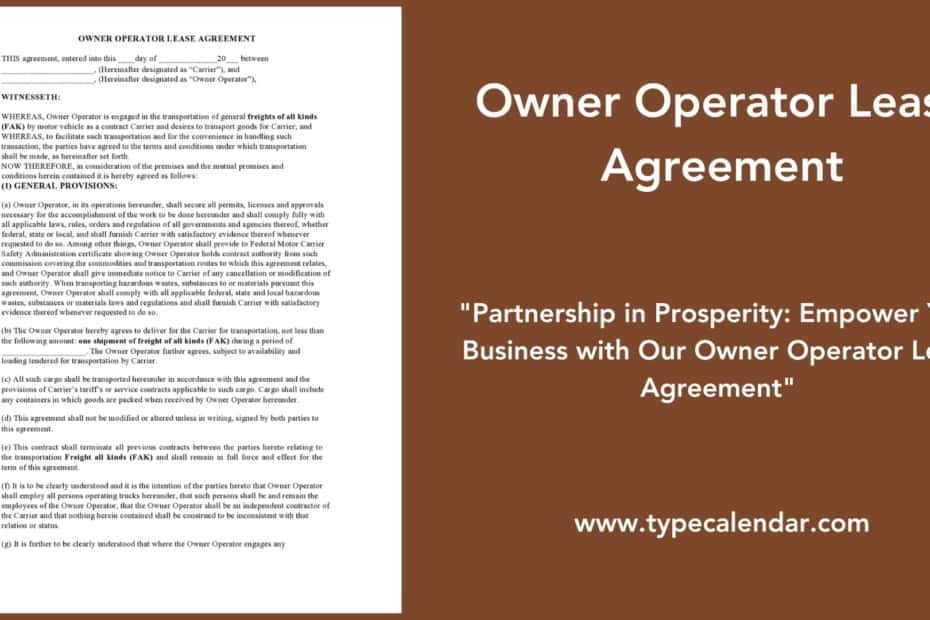 Owner Operator Lease Agreement